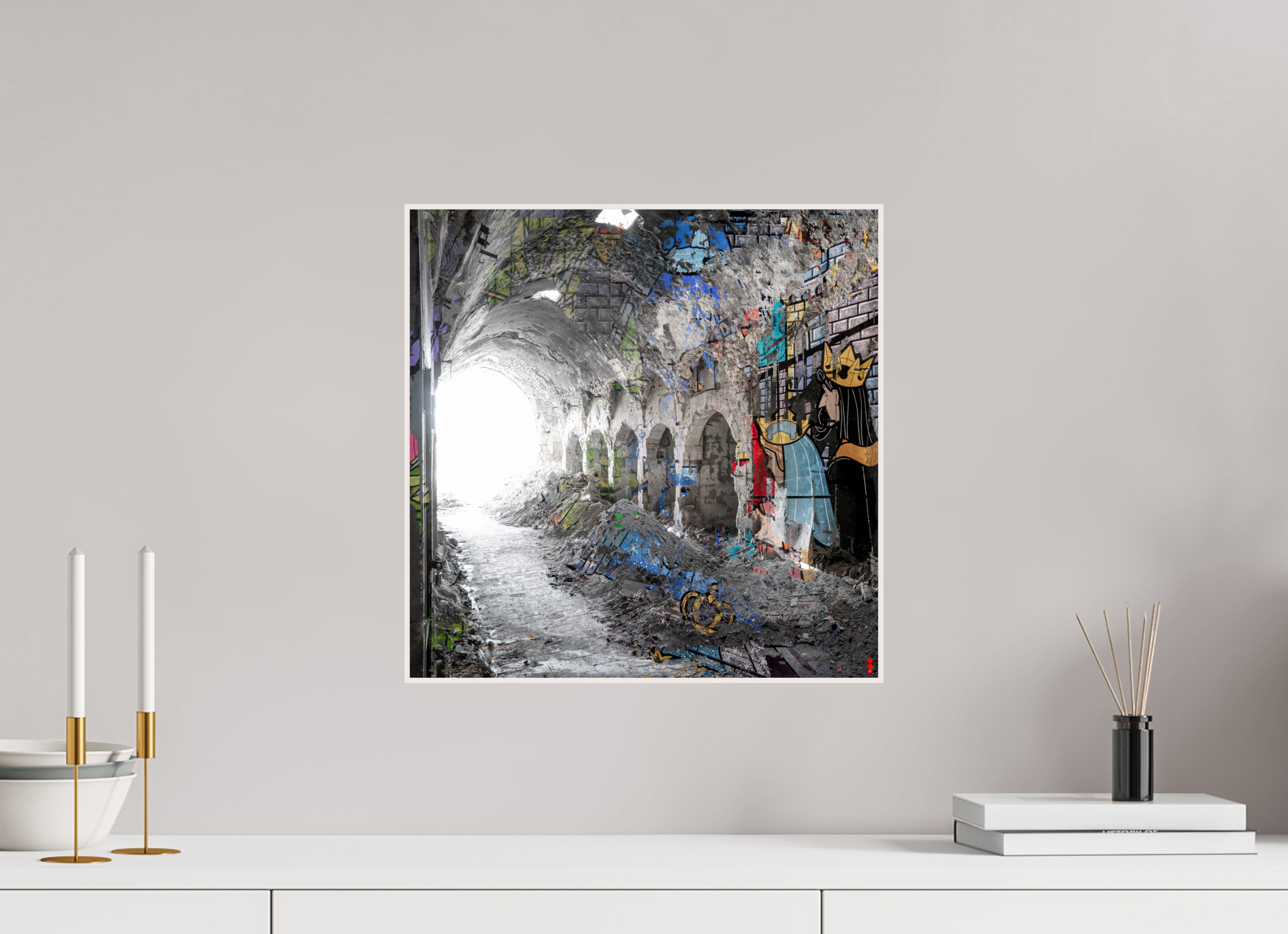 40 x 40 cm, Foto in ArtBox aus Massivholz Ahorn weiß RED³ SCSI Maysa II