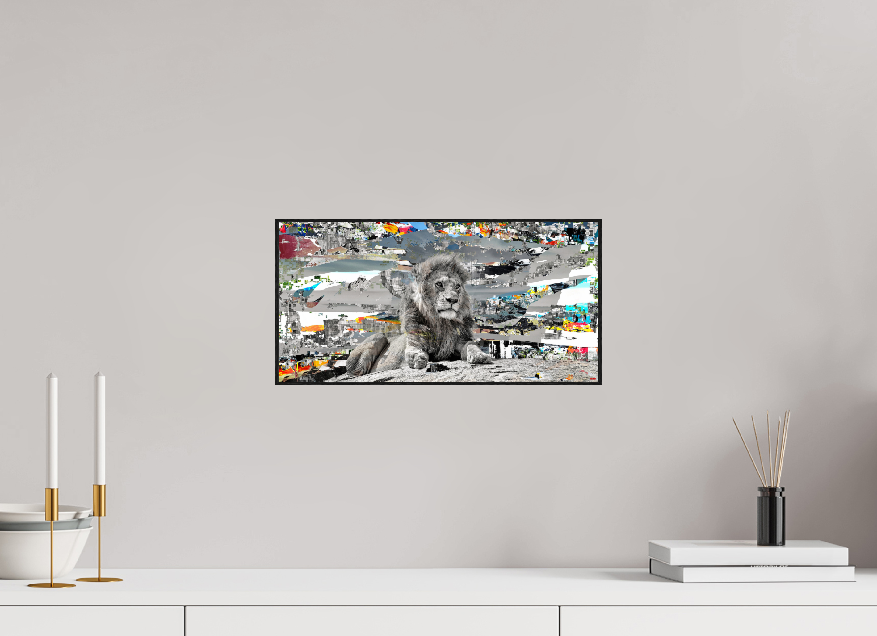 40 x 20 cm, Foto in ArtBox aus Massivholz Eiche schwarz RED³ WC Jabari V