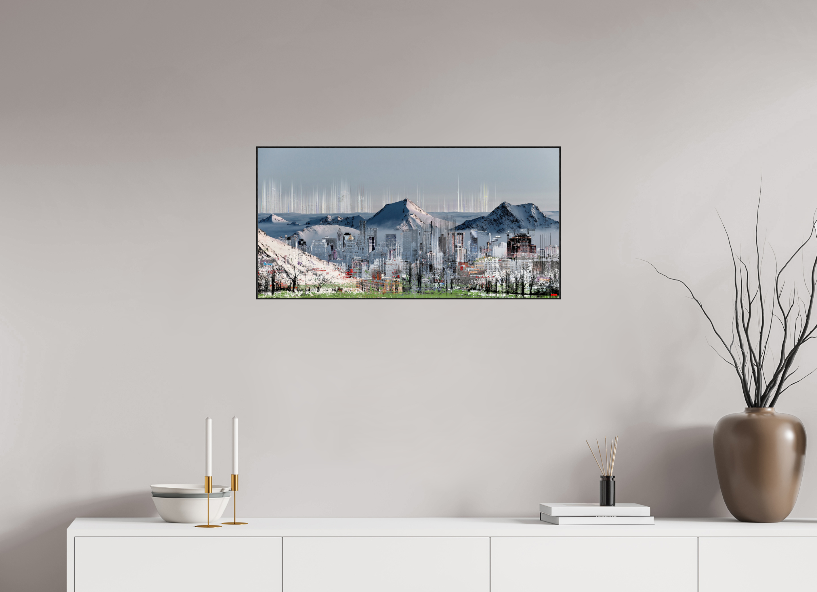 80,5 x 40 cm, Foto in ArtBox aus Massivholz Eiche schwarz RED³ HP Mafuane V