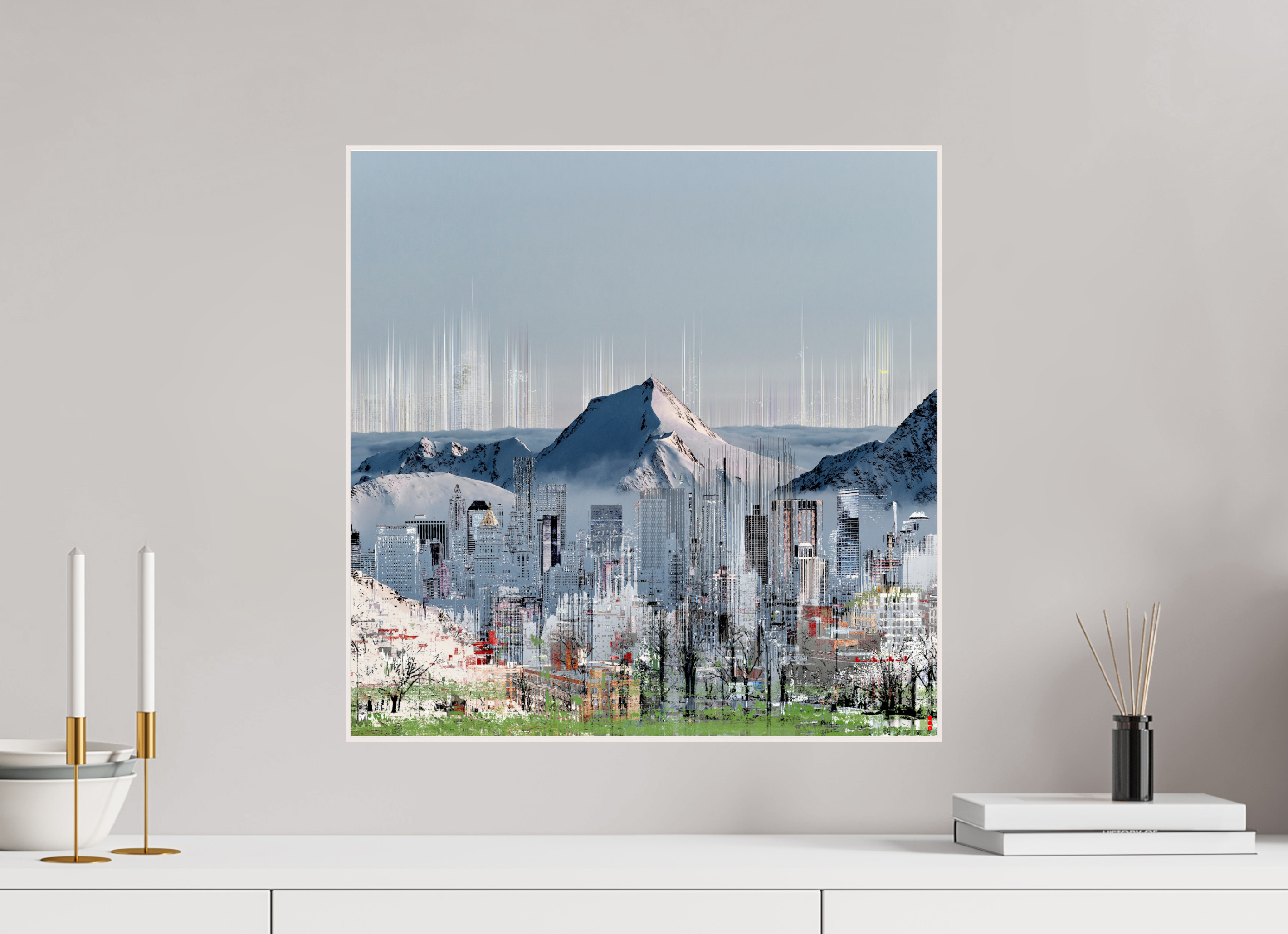 50 x 50 cm, Foto in ArtBox aus Massivholz Ahorn weiß RED³ HP Mafuane II