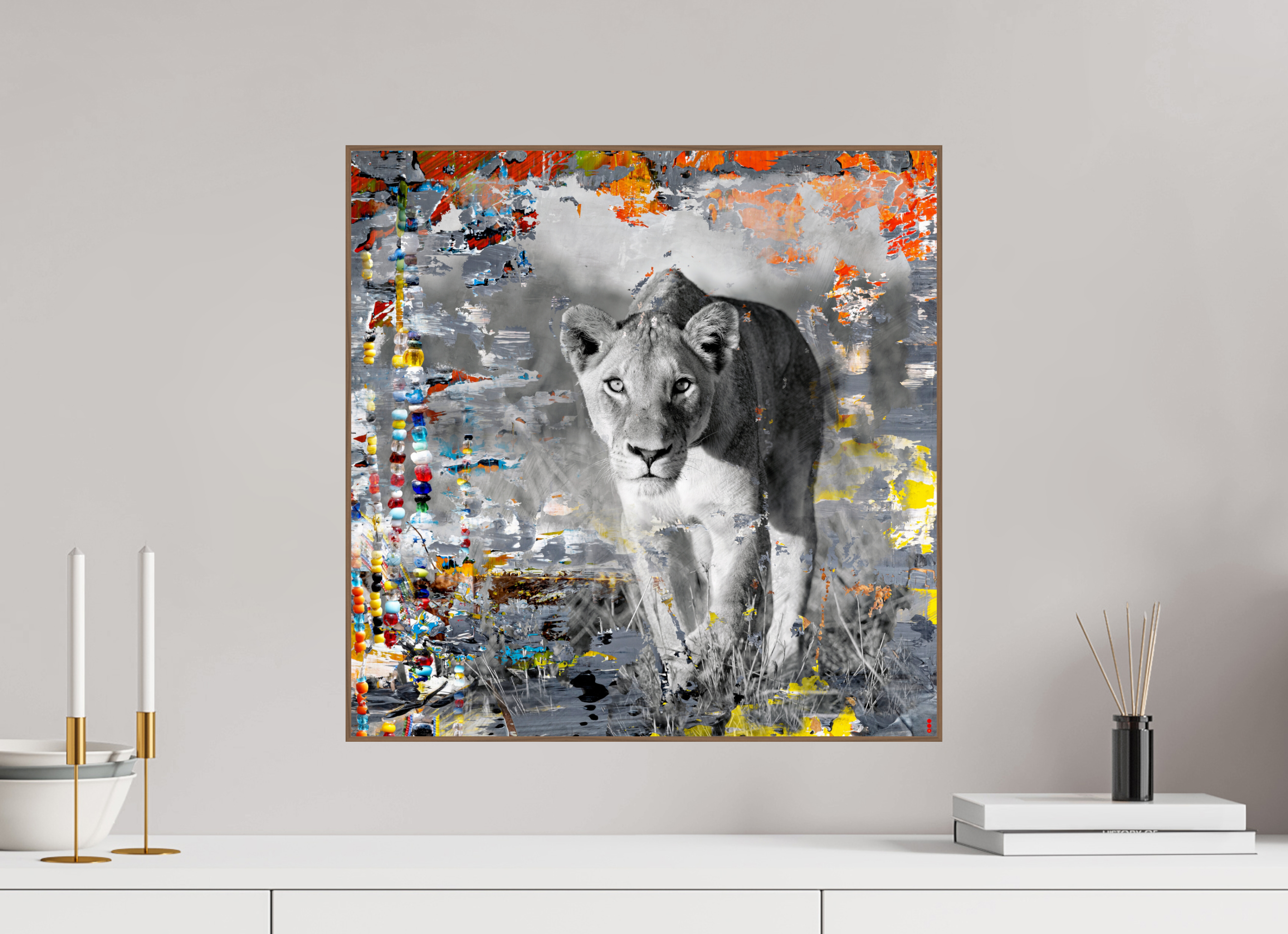 50 x 50 cm, Foto in ArtBox aus Massivholz Nussbaum RED³ WC Lamaya II