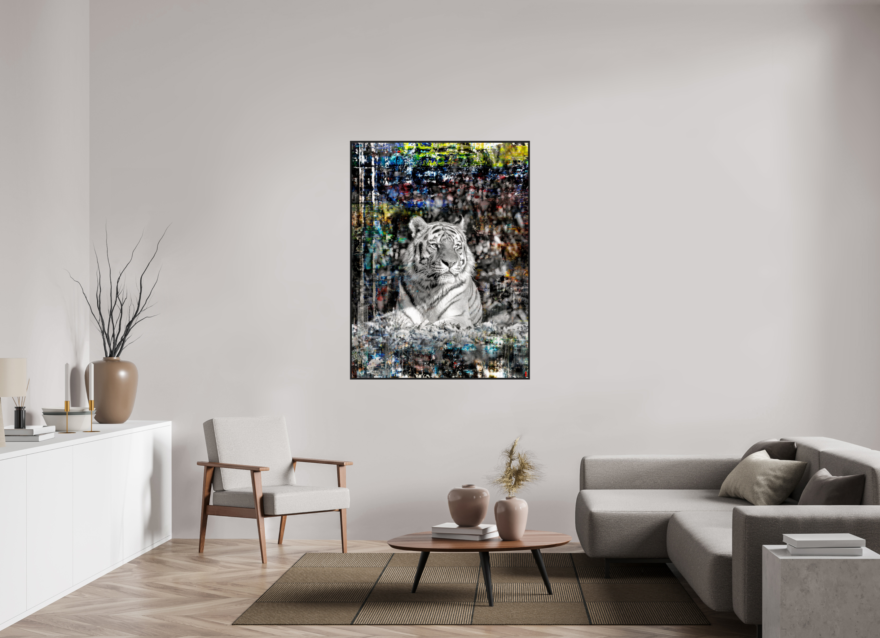 105 x 140 cm, Schattenfugen-Rahmen schwarz & 2mm Acrylglas FA WC Lubaya III