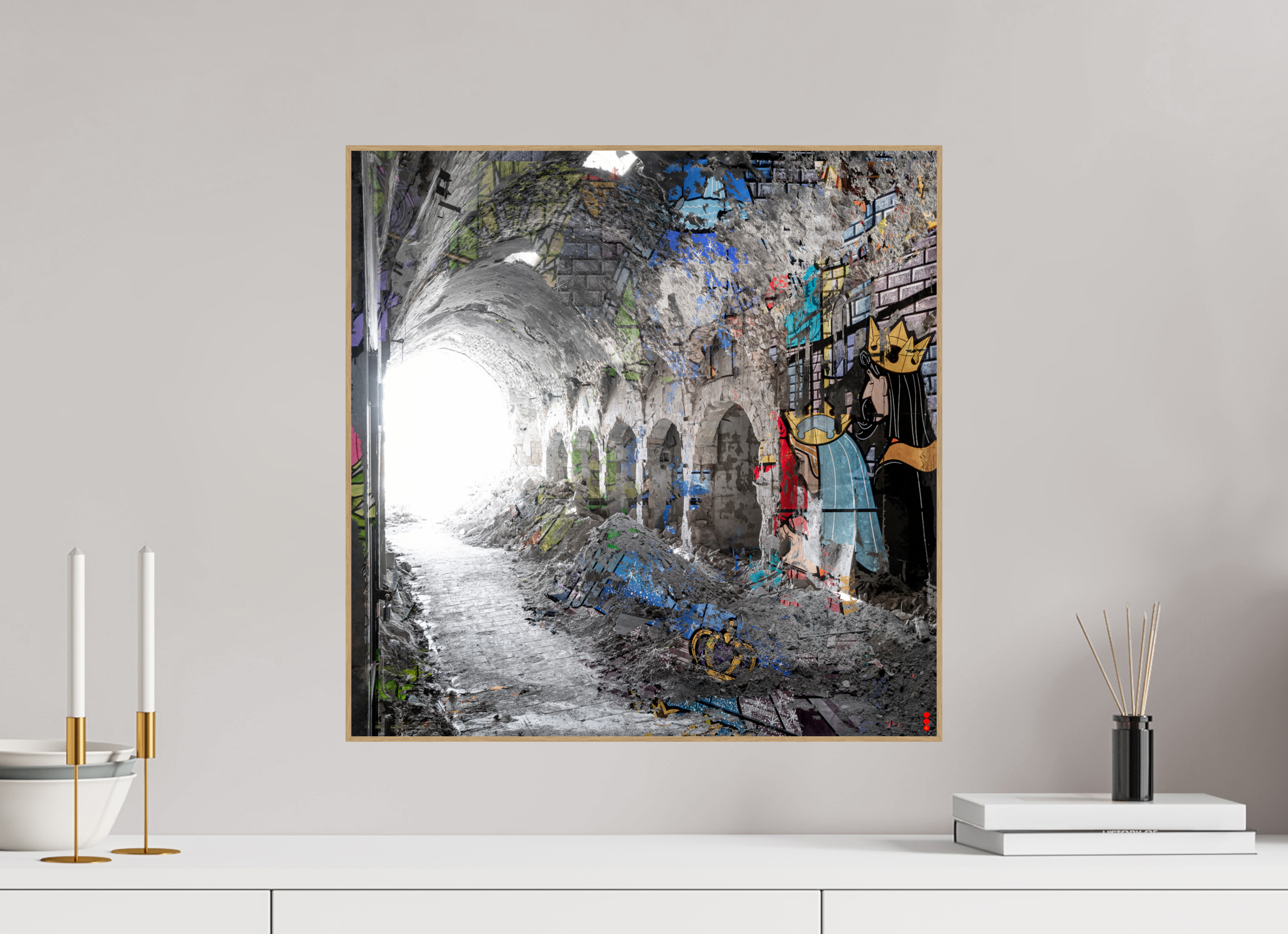 50 x 50 cm, Foto in ArtBox aus Massivholz Eiche natur RED³ SCSI Maysa II