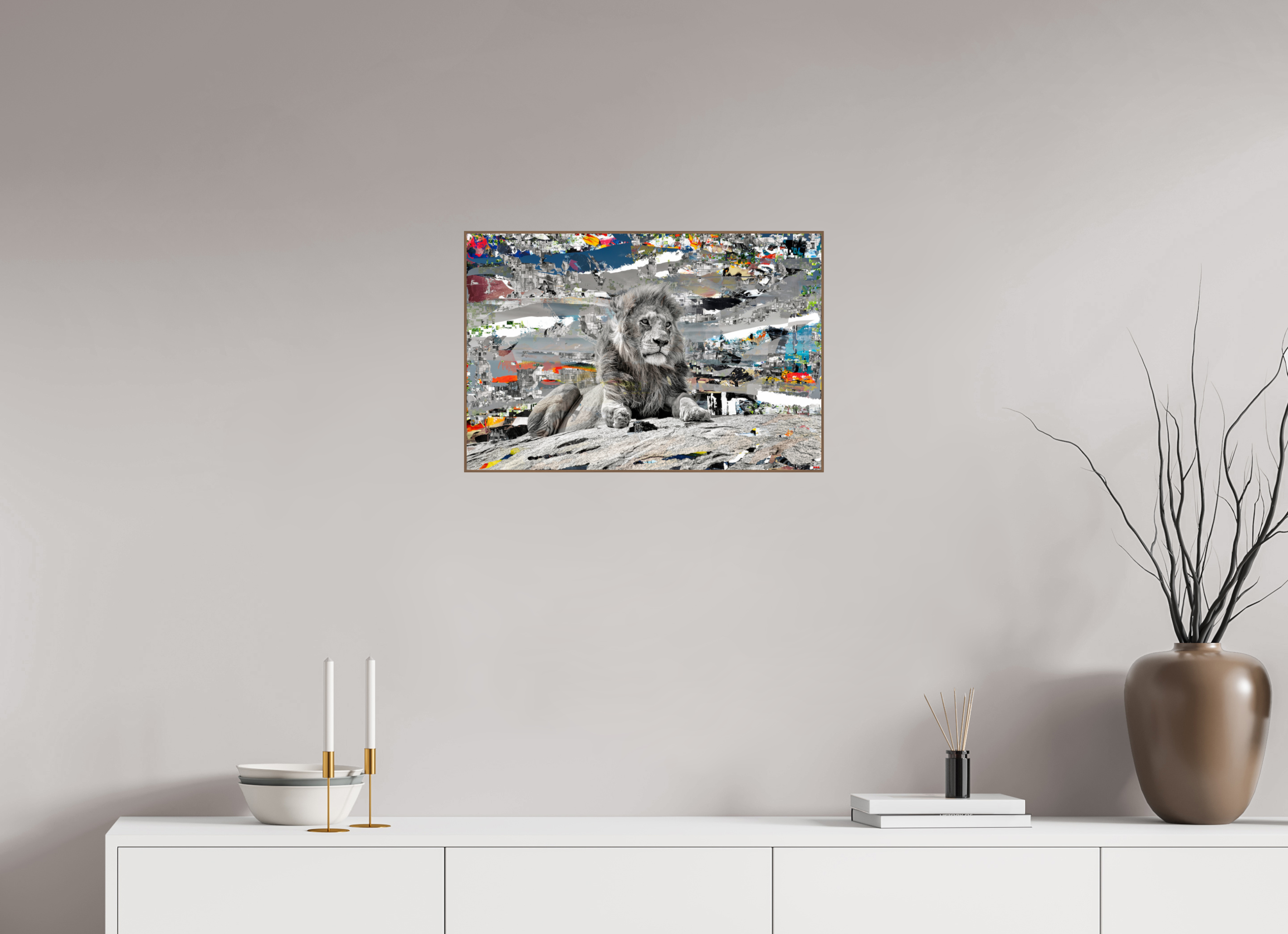 60 x 40 cm, Foto in ArtBox aus Massivholz Nussbaum RED³ WC Jabari I