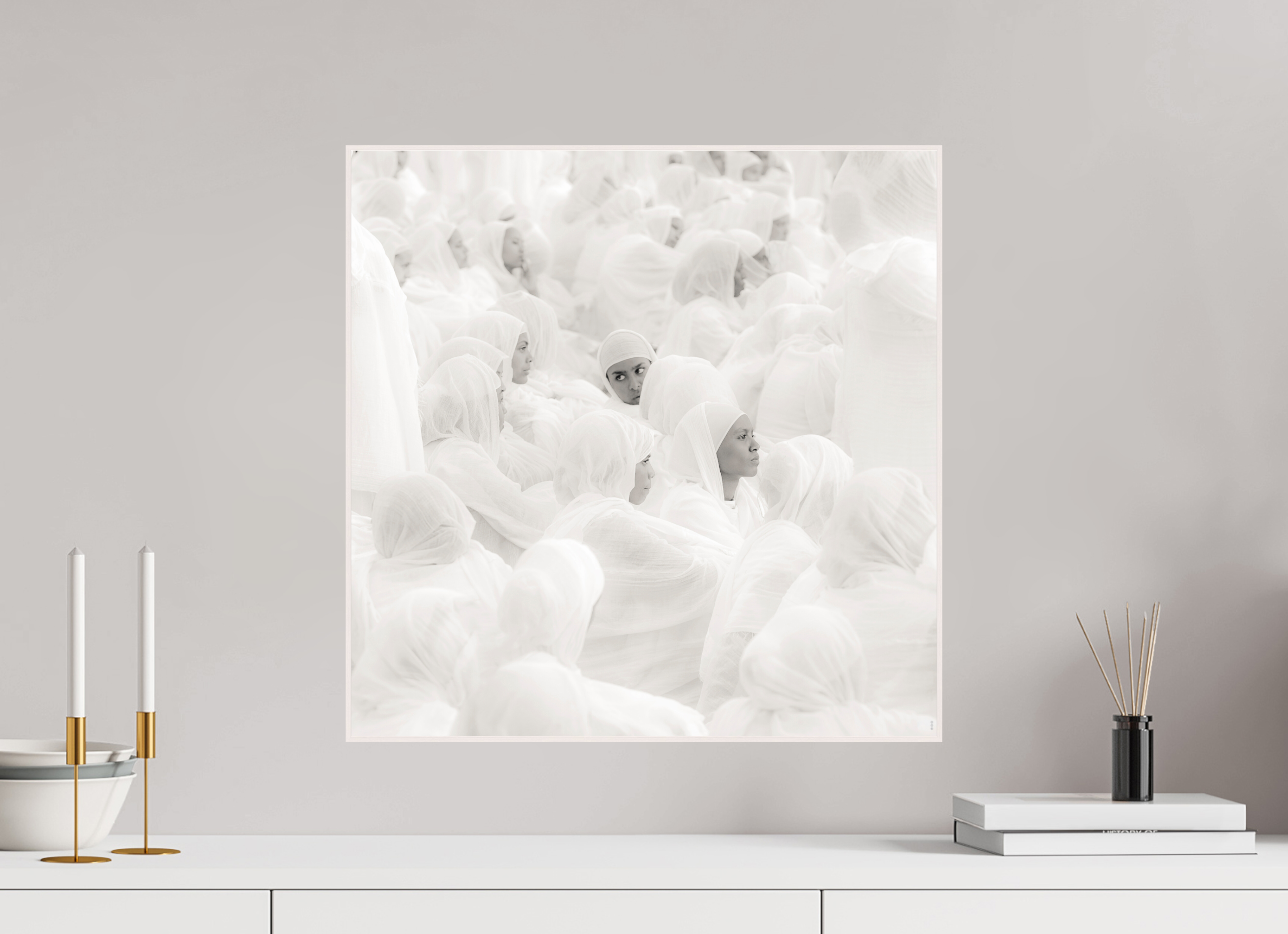 50 x 50 cm, Foto in ArtBox aus Massivholz Ahorn weiß RED³ PH Malia II