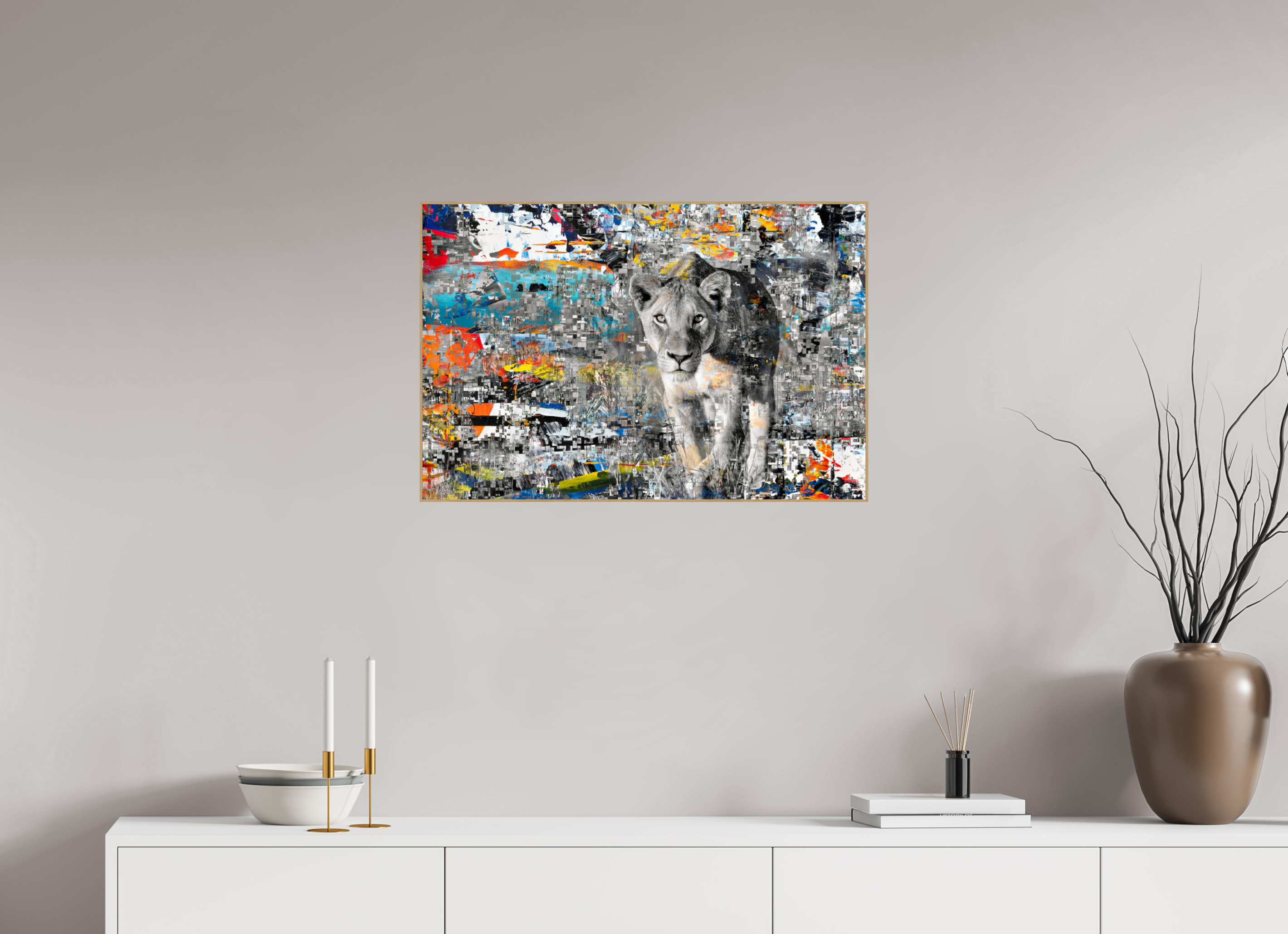 75 x 50 cm, Foto in ArtBox aus Massivholz Eiche natur RED³ WC Kachine I