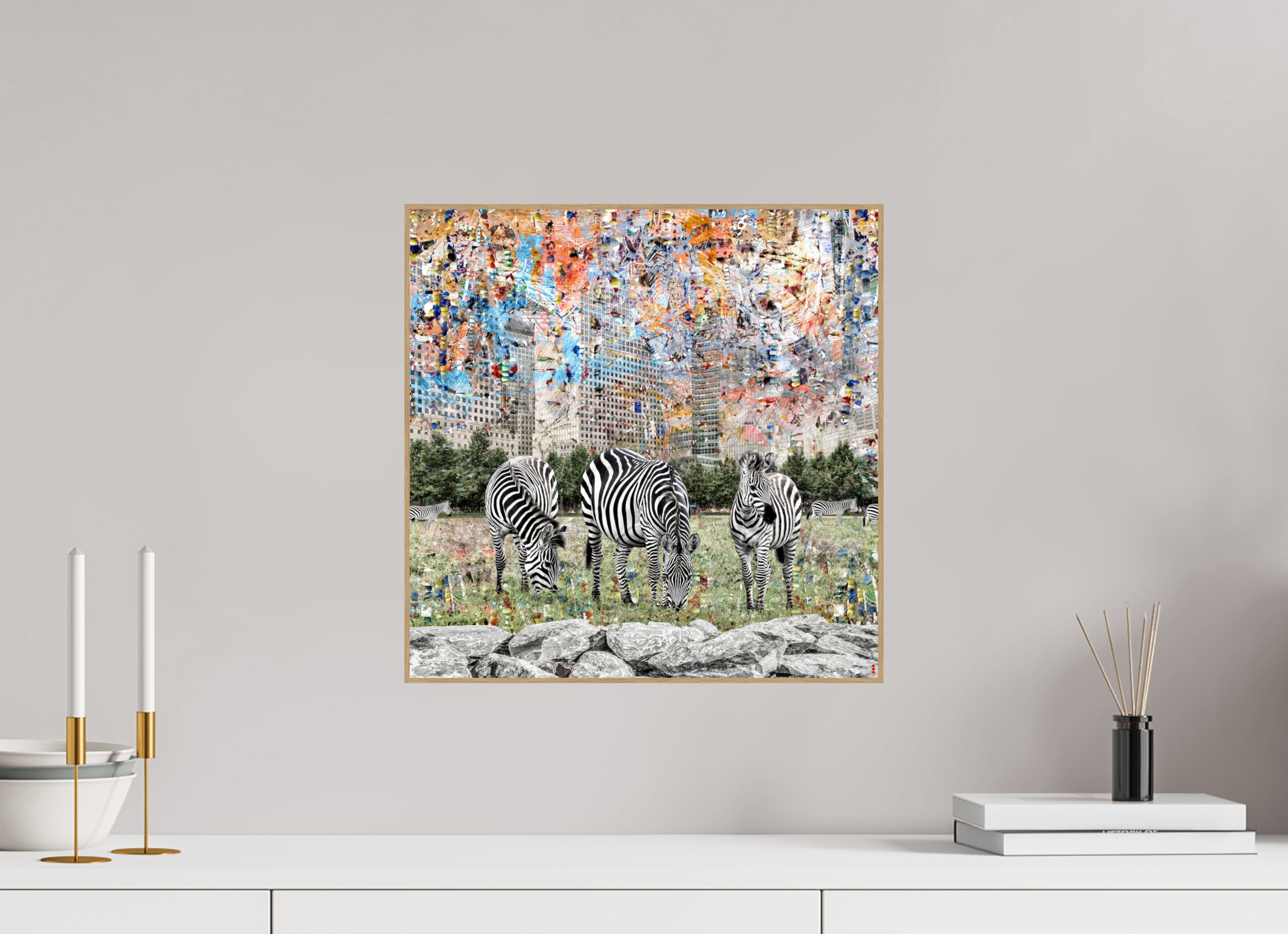 40 x 40 cm, Foto in ArtBox aus Massivholz Eiche natur RED³ WC Amaya II