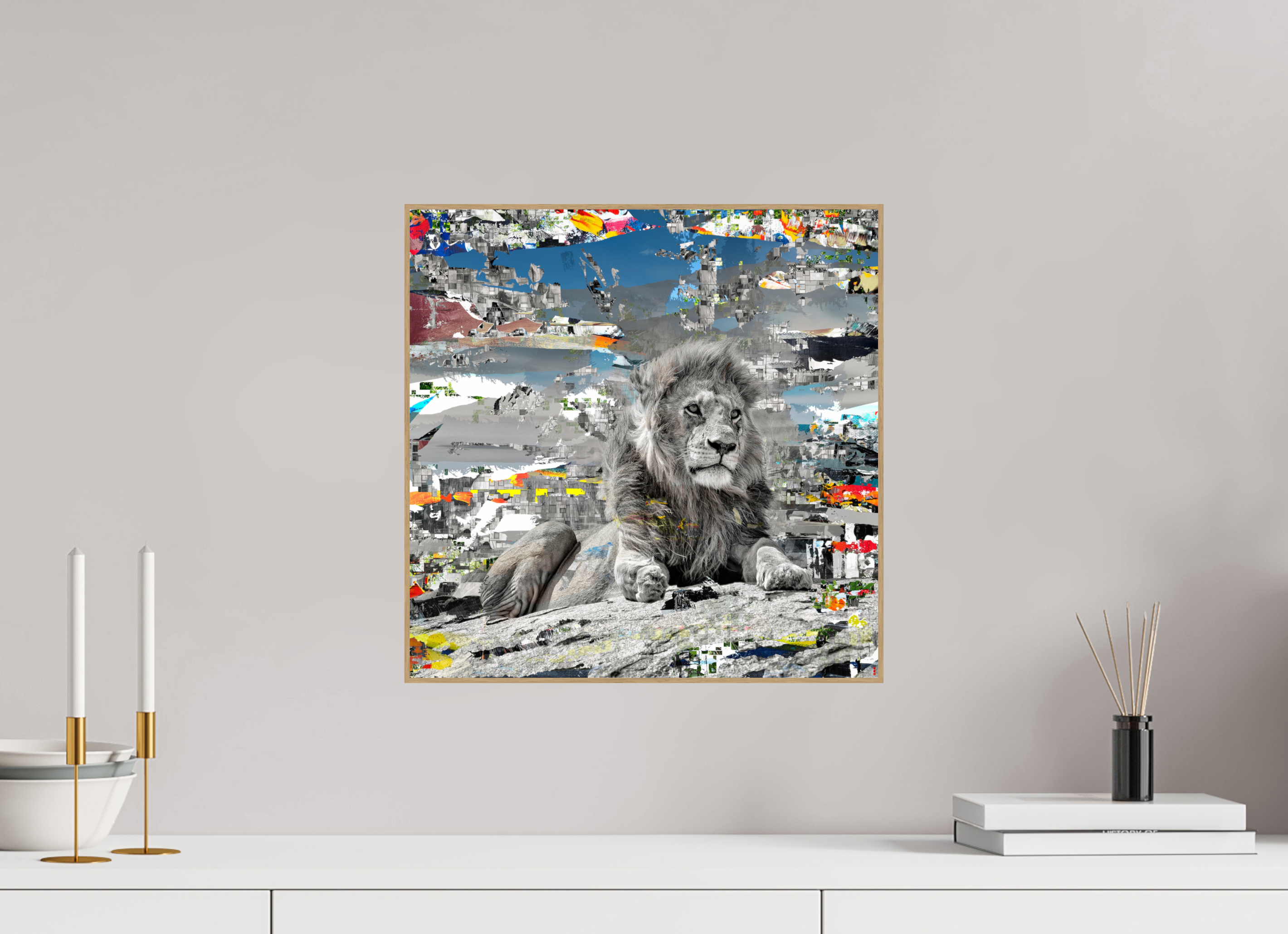 40 x 40 cm, Foto in ArtBox aus Massivholz Eiche natur RED³ WC Jabari II