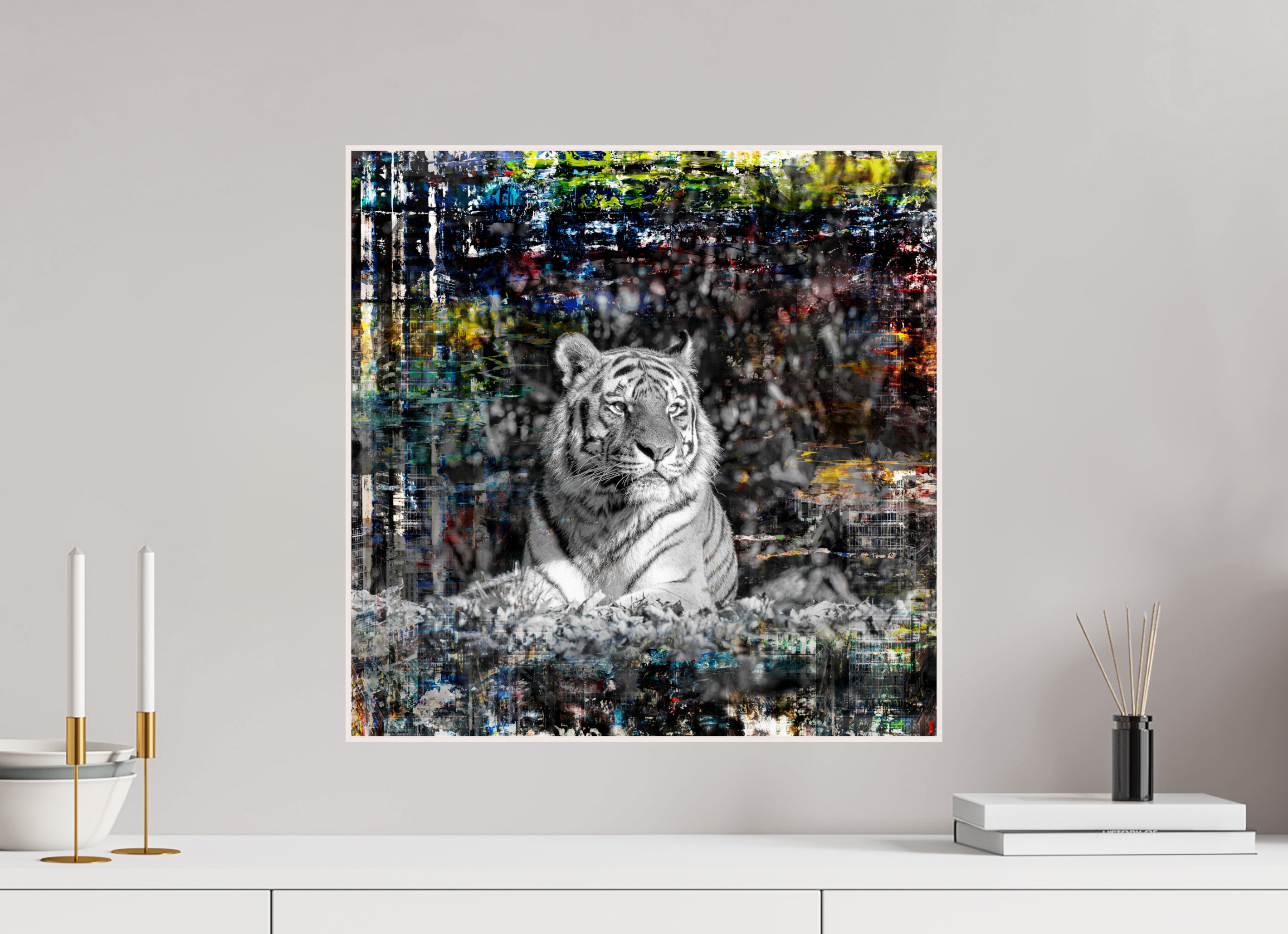 50 x 50 cm, Foto in ArtBox aus Massivholz Ahorn weiß RED³ WC Lubaya II