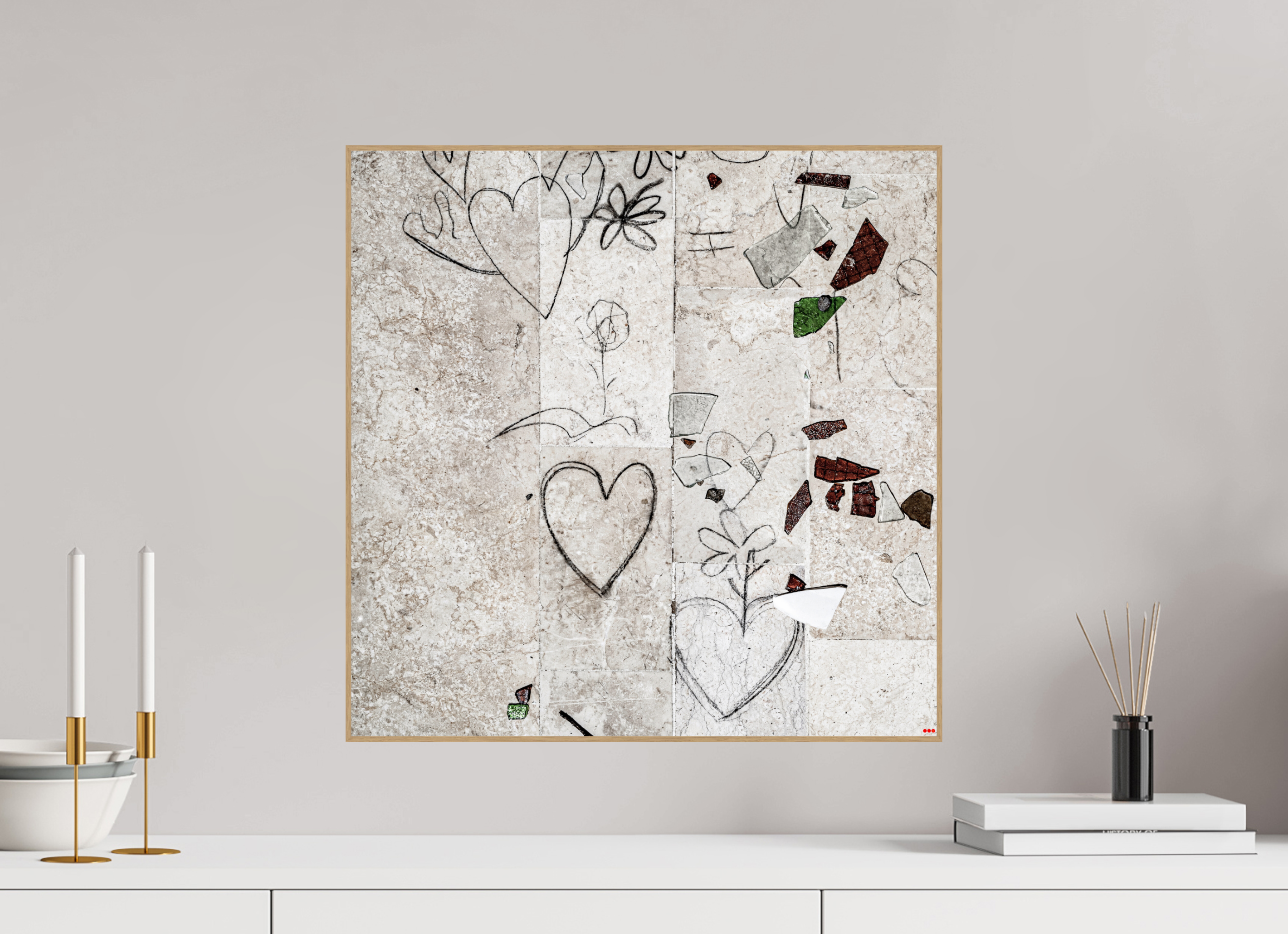 50 x 50 cm, Foto in ArtBox aus Massivholz Eiche natur RED³ PH Chandelier II