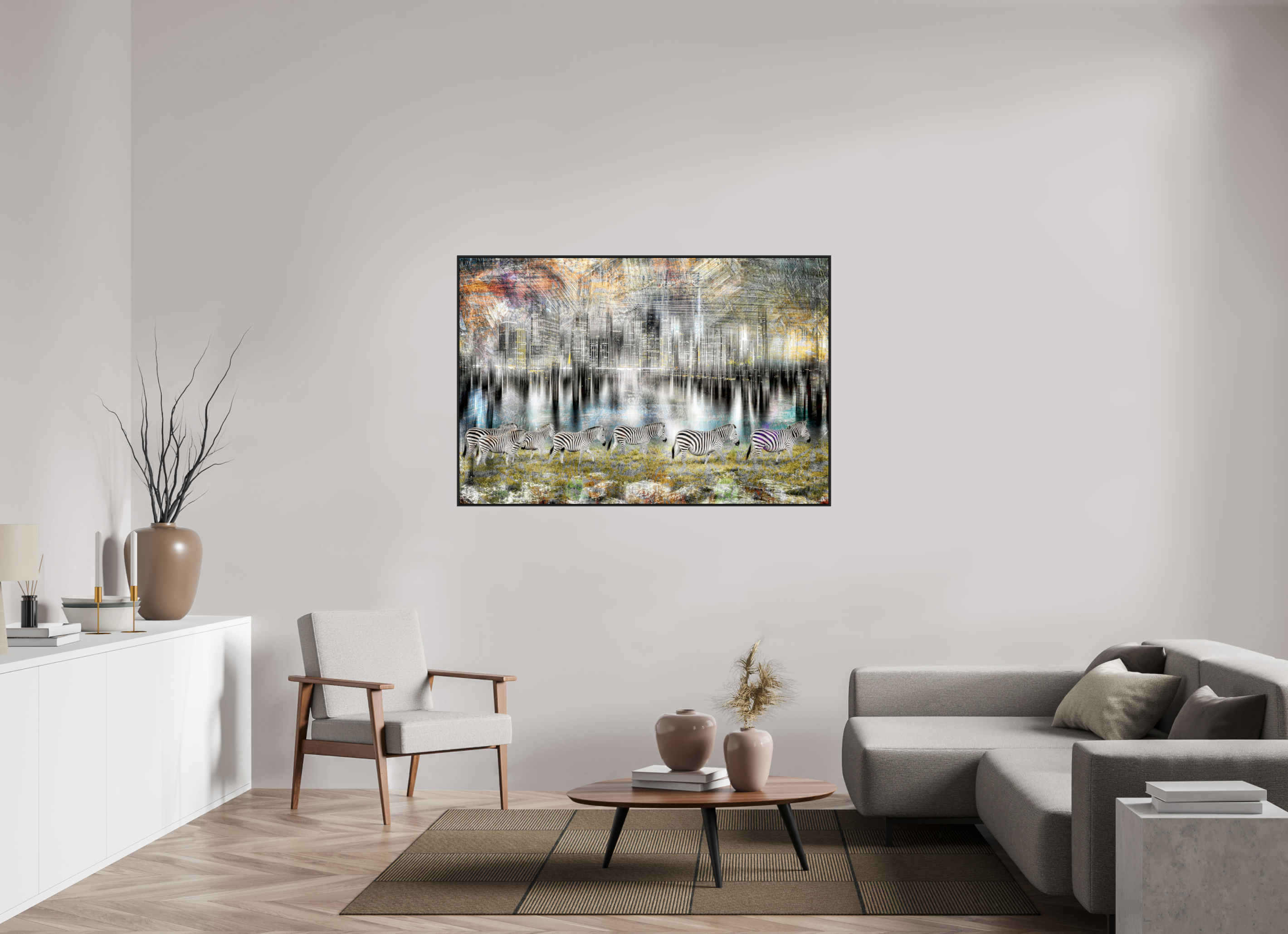 150 x 100 cm, Schattenfugen-Rahmen schwarz & 2mm Acrylglas FA WC Adena I