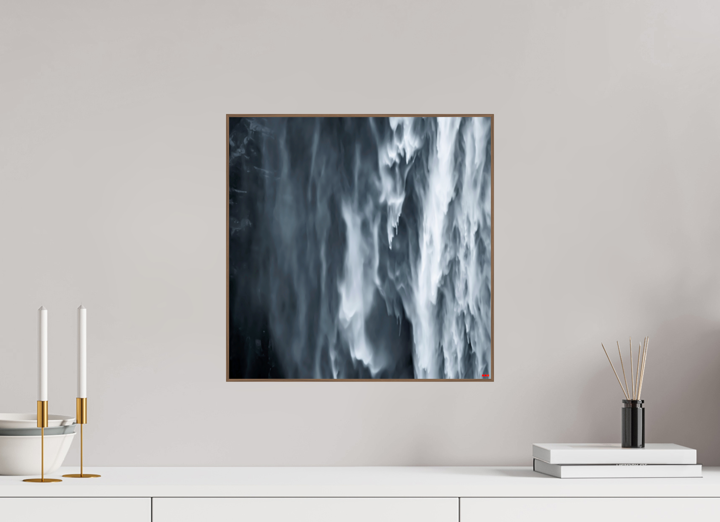 40 x 40 cm, Foto in ArtBox aus Massivholz Nussbaum RED³ PH Oats in the Water II