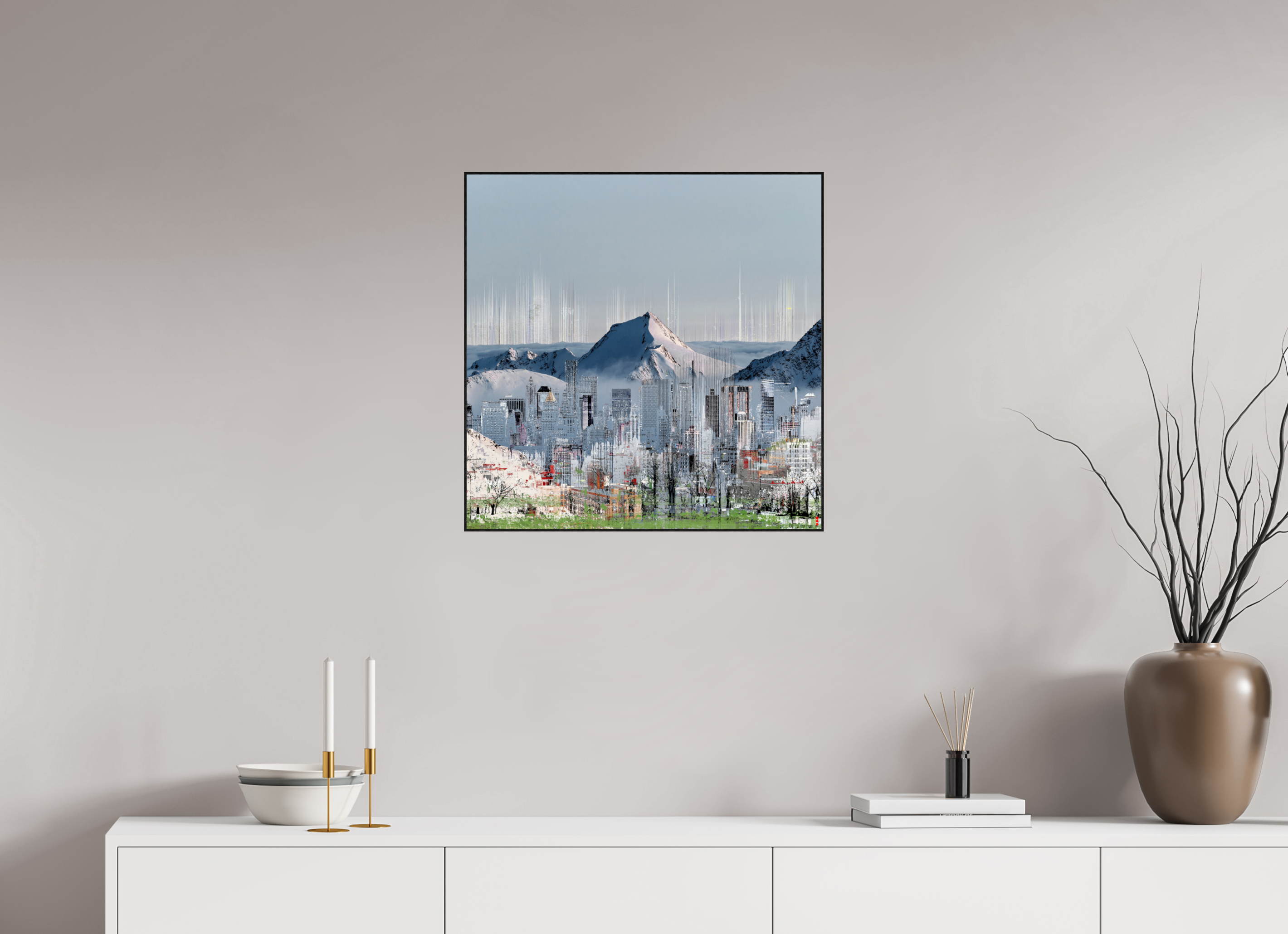 60 x 60 cm, Foto in ArtBox aus Massivholz Eiche schwarz RED³ HP Mafuane II