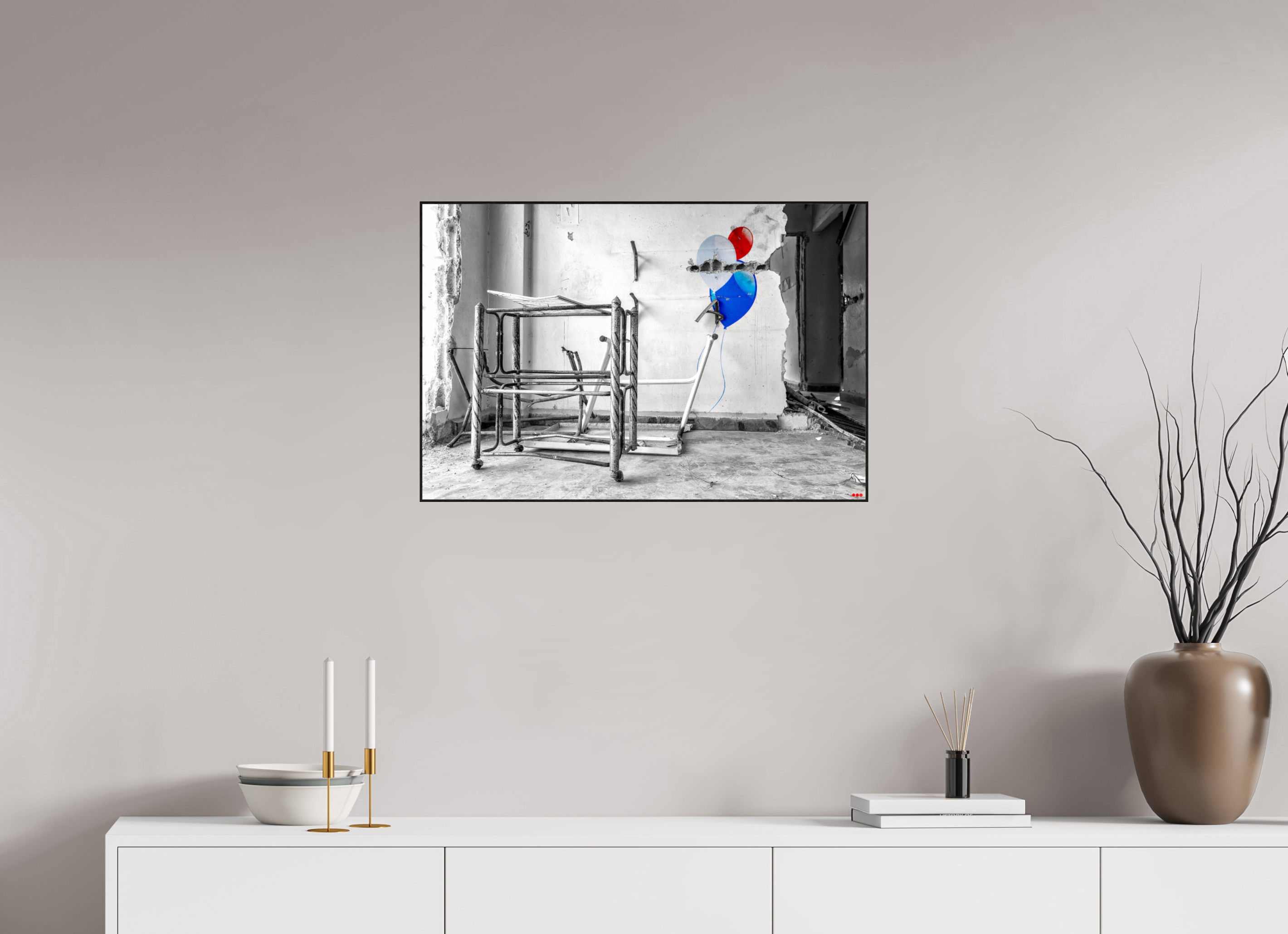 75 x 50 cm, Foto in ArtBox aus Massivholz Eiche schwarz RED³ SCSI Mursal I