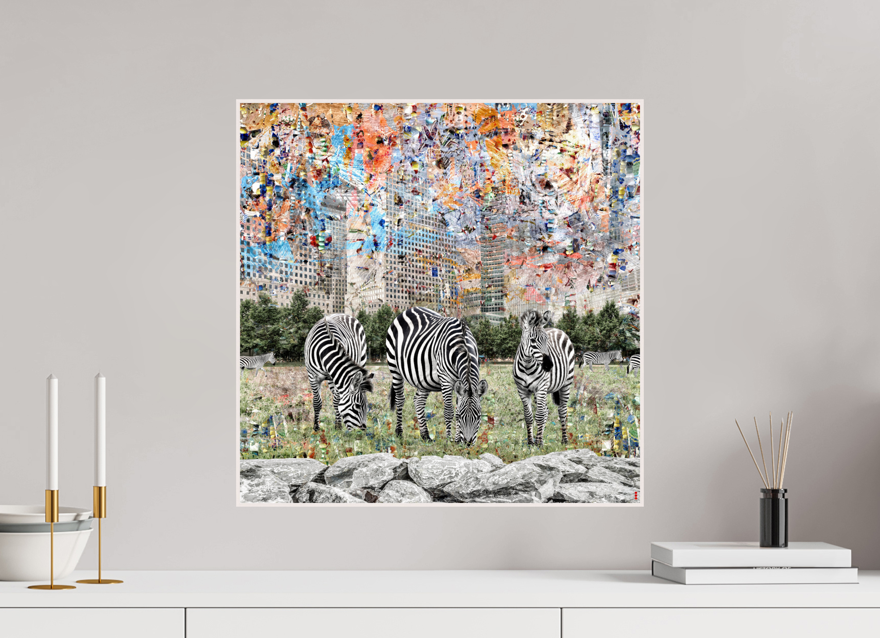 50 x 50 cm, Foto in ArtBox aus Massivholz Ahorn weiß RED³ WC Amaya II