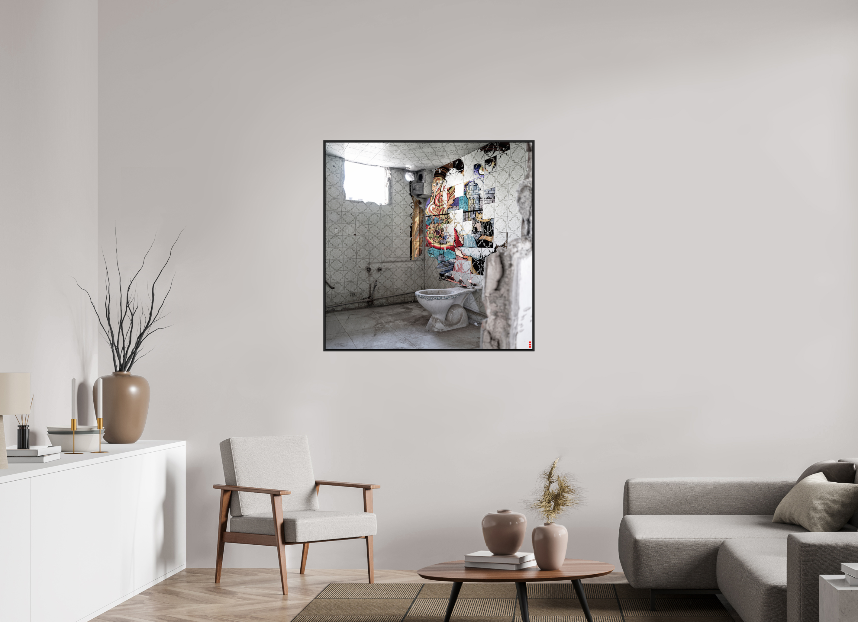 100 x 100 cm, Schattenfugen-Rahmen schwarz & 2mm Acrylglas FA SCSI Masirah II