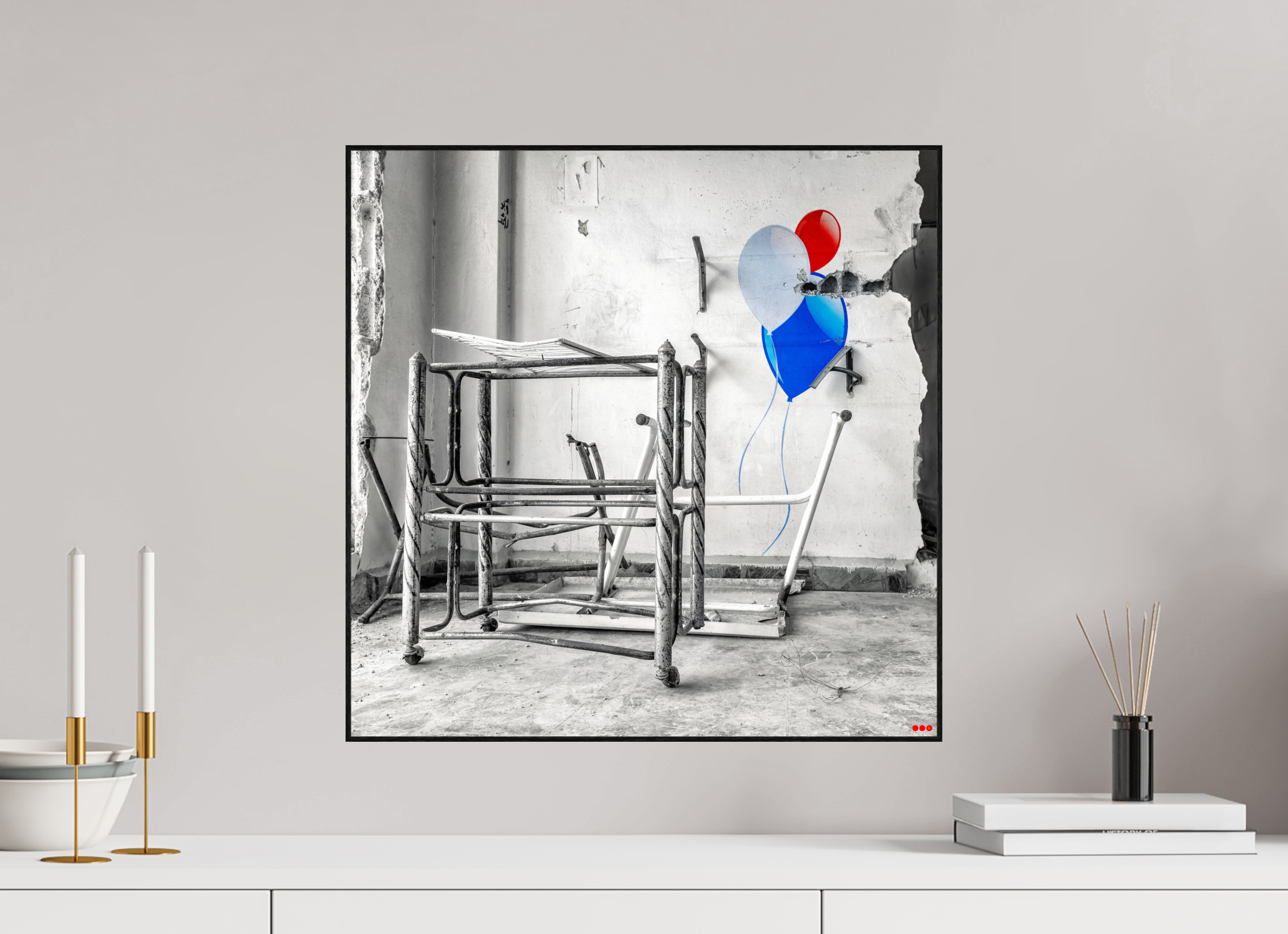 50 x 50 cm, Foto in ArtBox aus Massivholz Eiche schwarz RED³ SCSI Mursal II