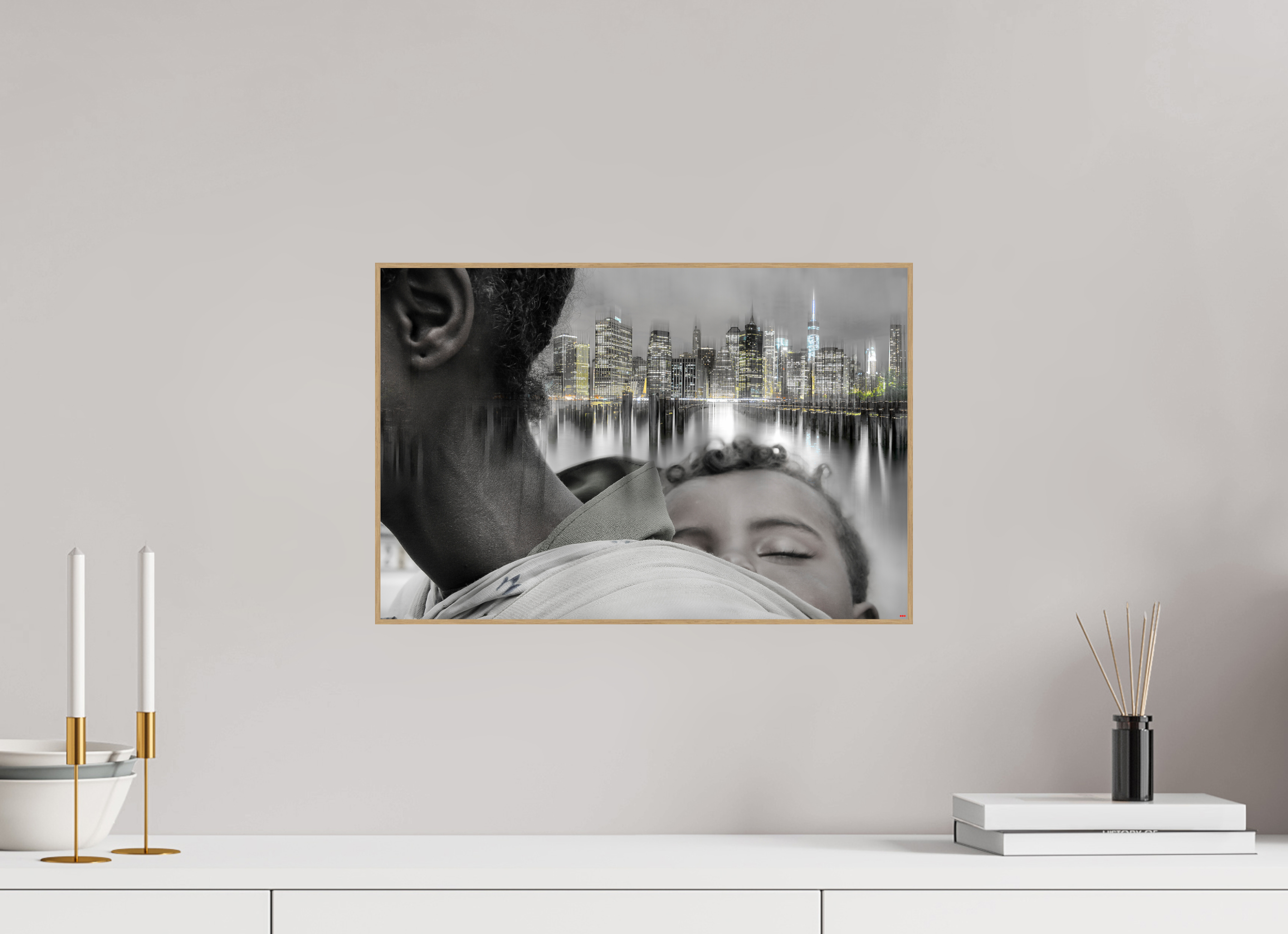 45 x 30 cm, Foto in ArtBox aus Massivholz Eiche natur RED³ HP Aisha I