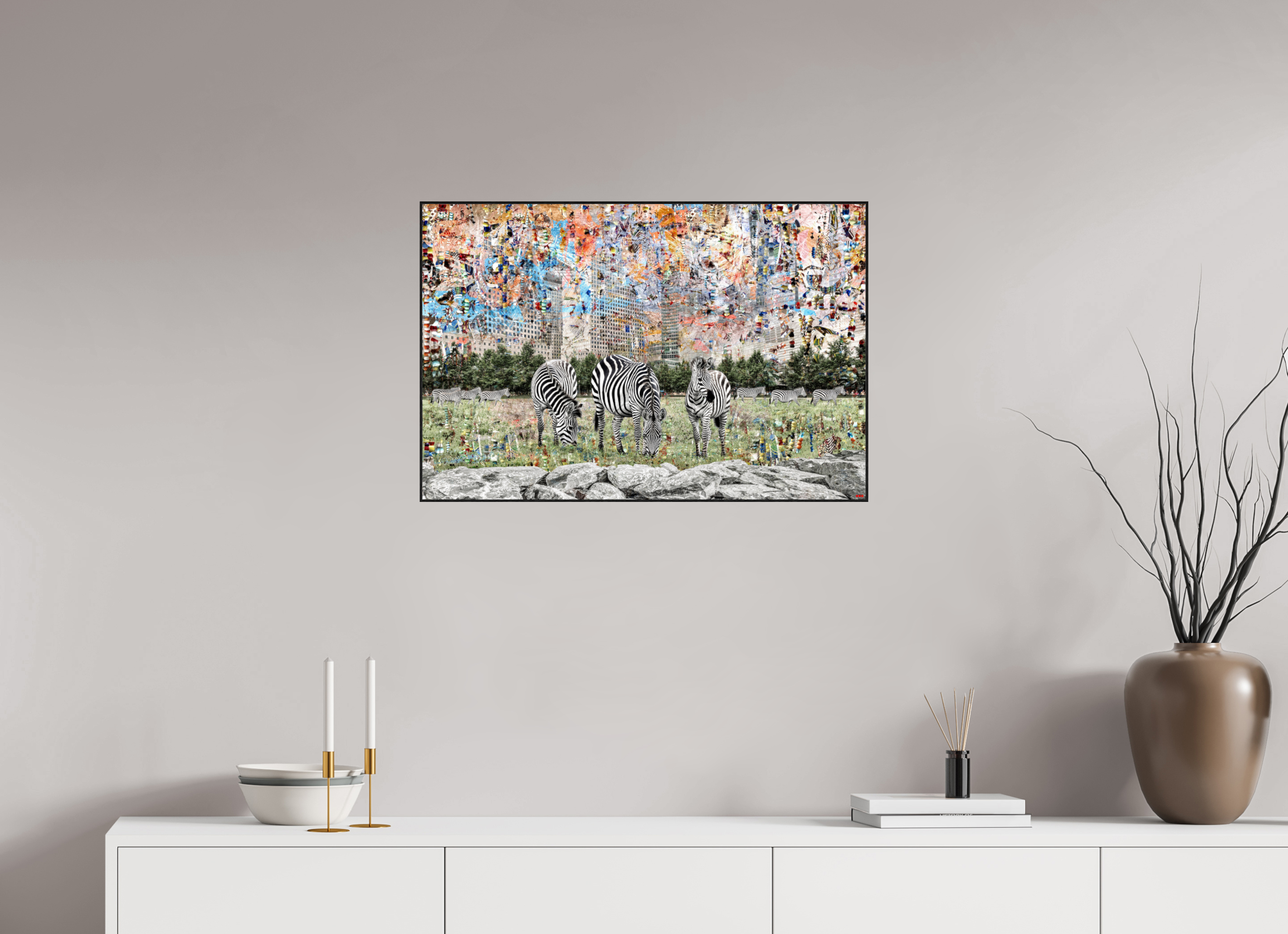 75 x 50 cm, Foto in ArtBox aus Massivholz Eiche schwarz RED³ WC Amaya I