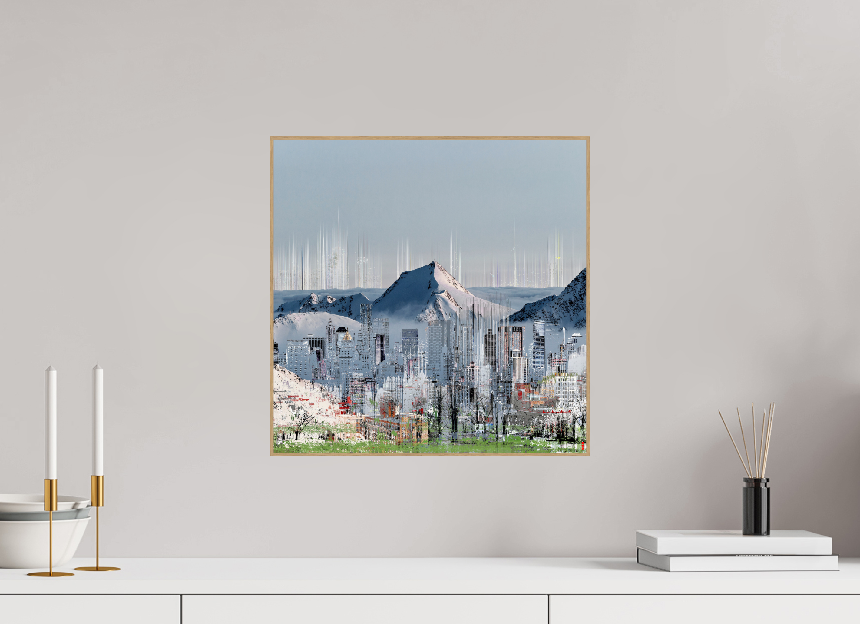 40 x 40 cm, Foto in ArtBox aus Massivholz Eiche natur RED³ HP Mafuane II