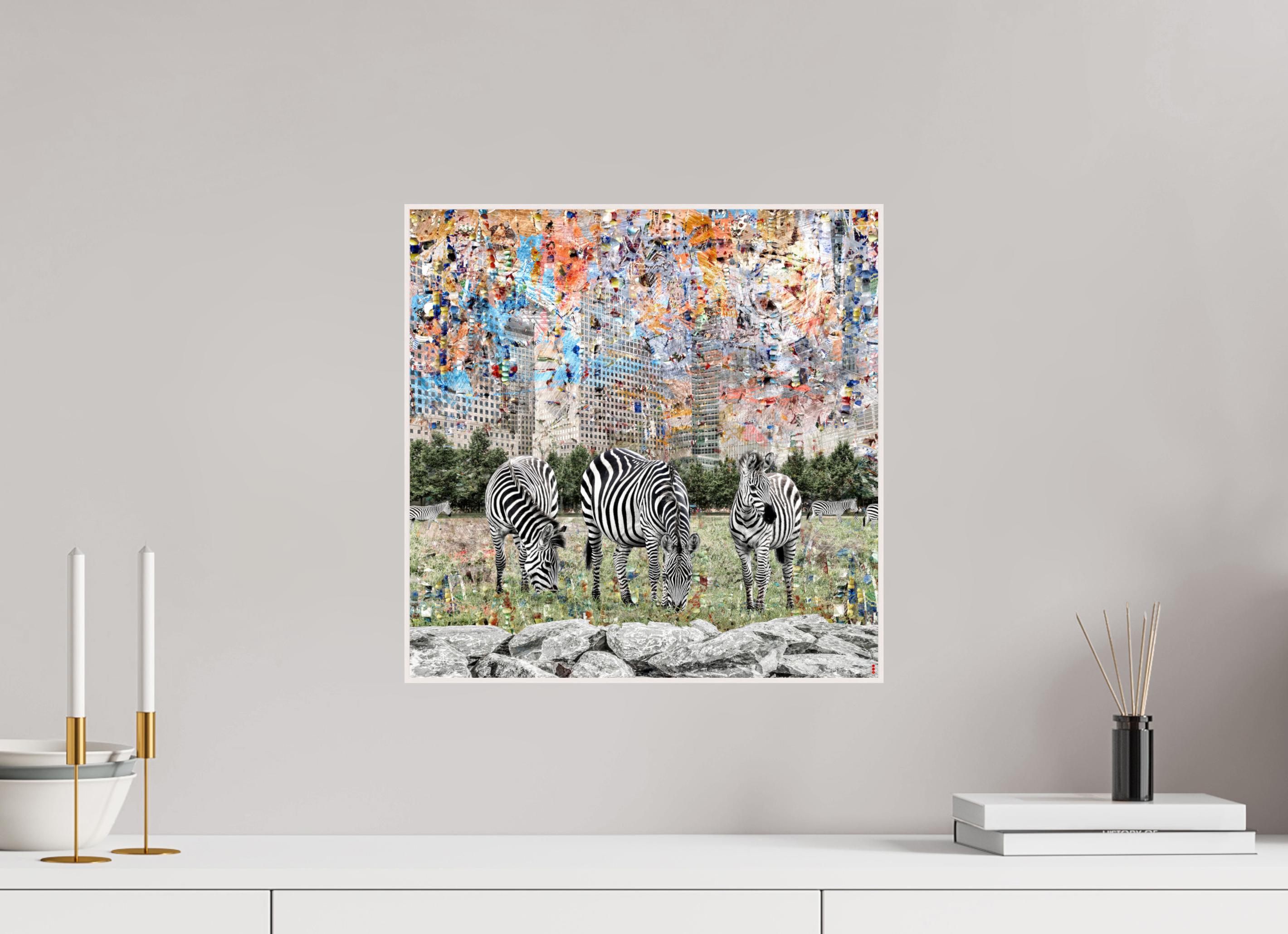 40 x 40 cm, Foto in ArtBox aus Massivholz Ahorn weiß RED³ WC Amaya II