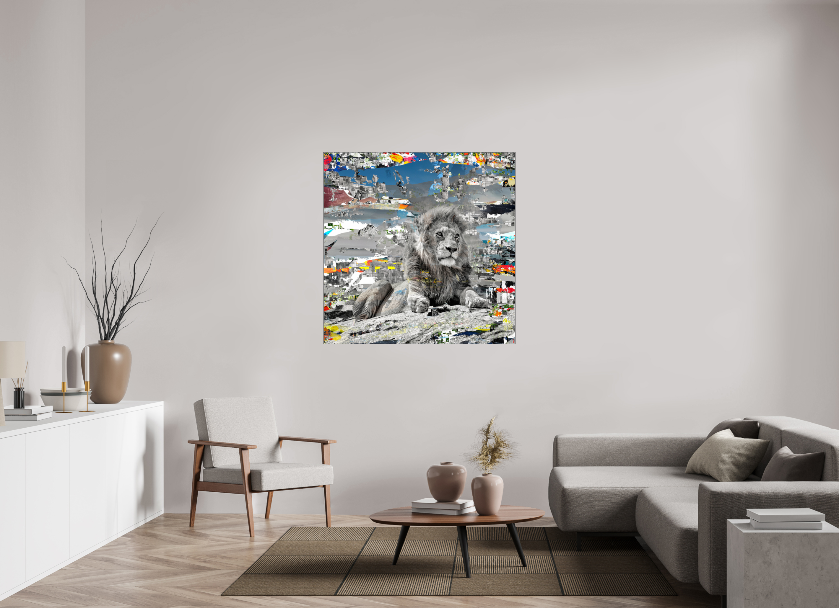 120 x 120 cm, Slimline Einfassung schwarz unter 2mm Acrylglas FA WC Jabari II