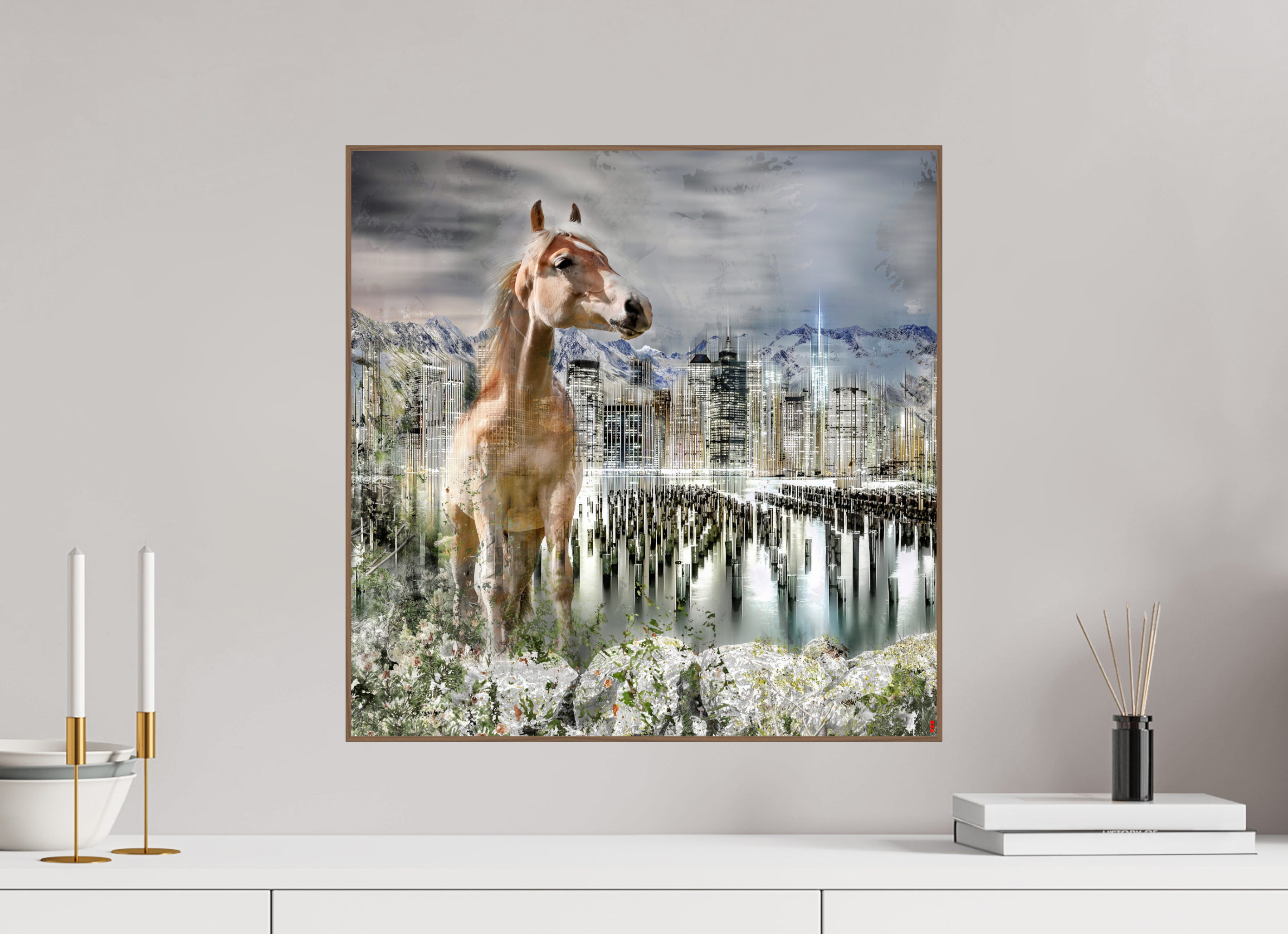 50 x 50 cm, Foto in ArtBox aus Massivholz Nussbaum RED³ HP Amazia II