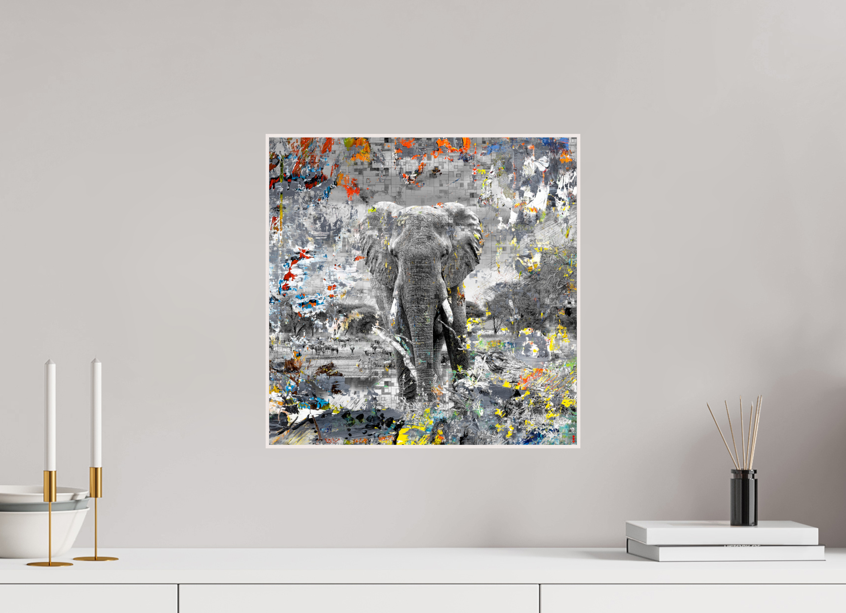 40 x 40 cm, Foto in ArtBox aus Massivholz Ahorn weiß RED³ WC Kajika II