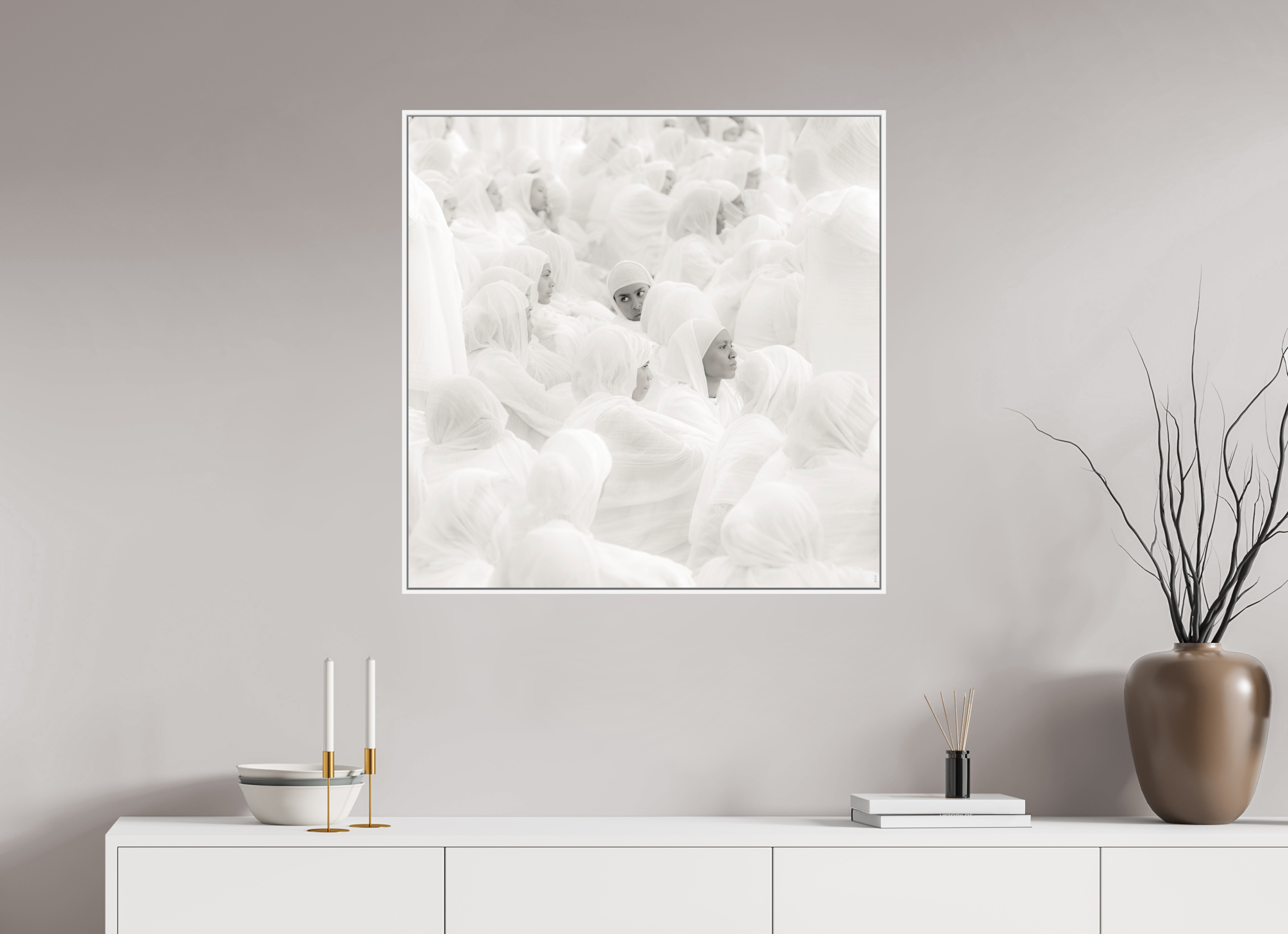 80 x 80 cm, Schattenfugen-Rahmen weiß & 2mm Acrylglas FA PH Malia II