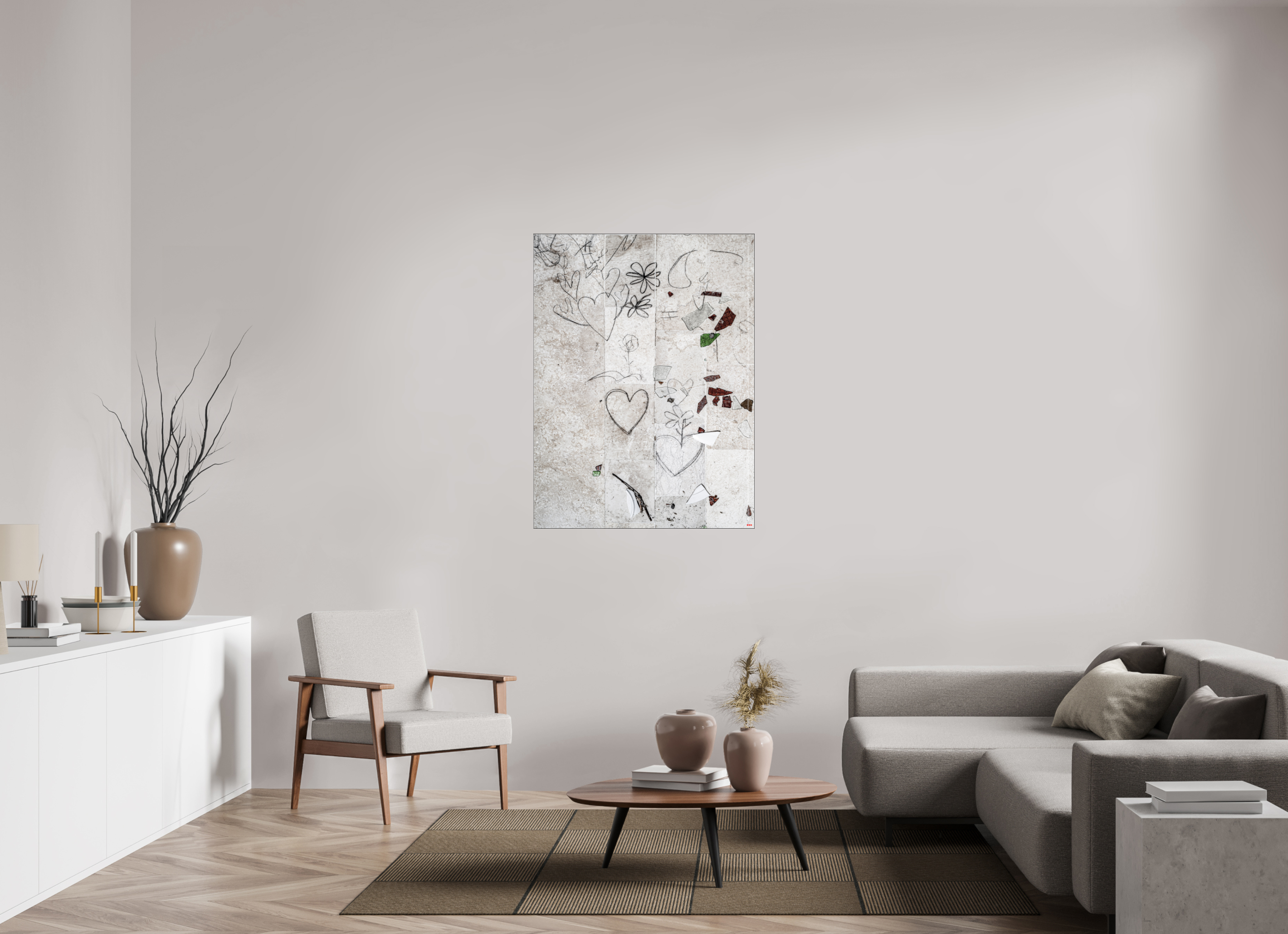 90 x 120 cm, Slimline Einfassung schwarz unter 2mm Acrylglas FA PH Chandelier III