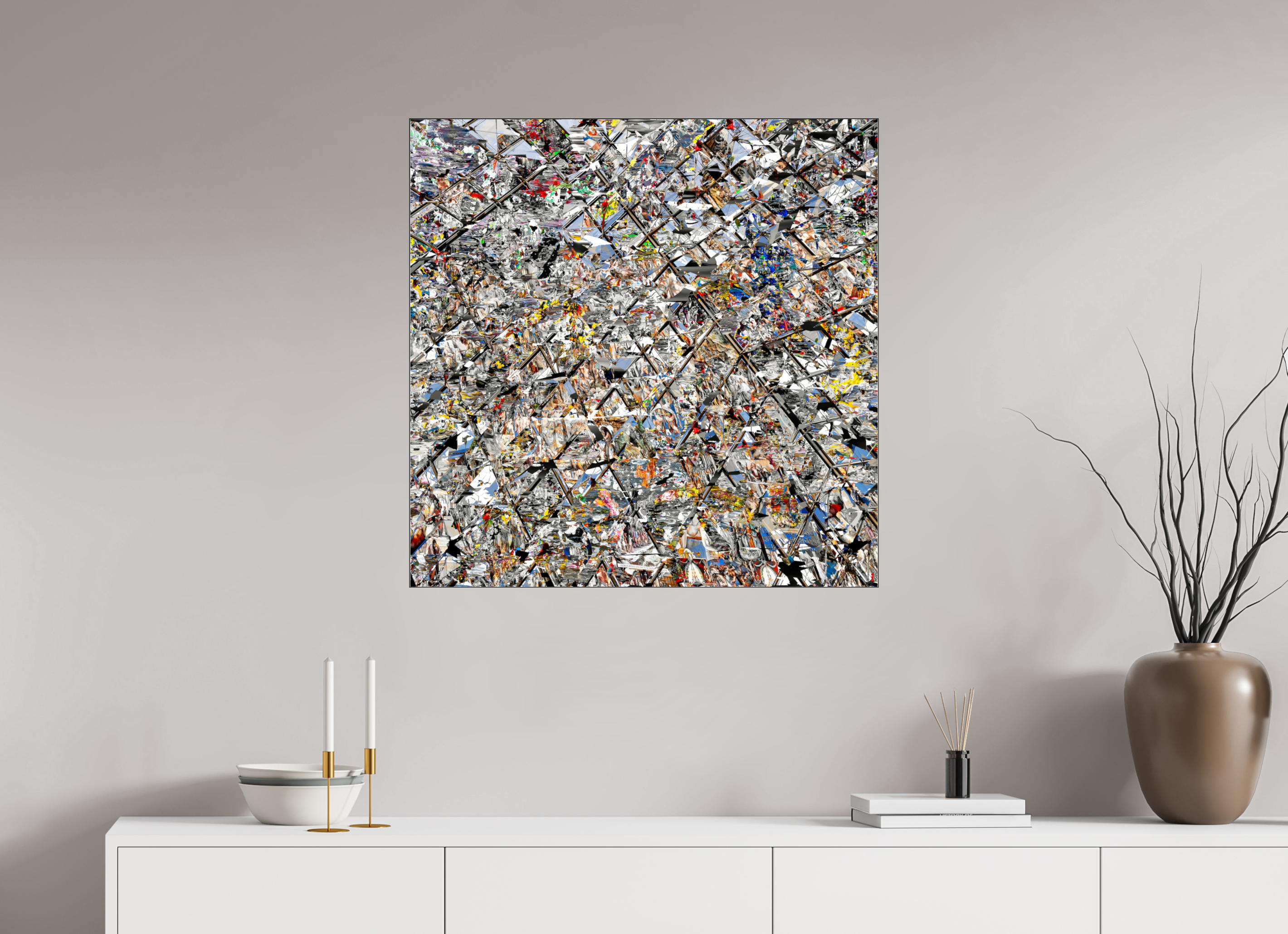 80 x 80 cm, Slimline Einfassung schwarz unter 2mm Acrylglas FA HP Lacrimosa II