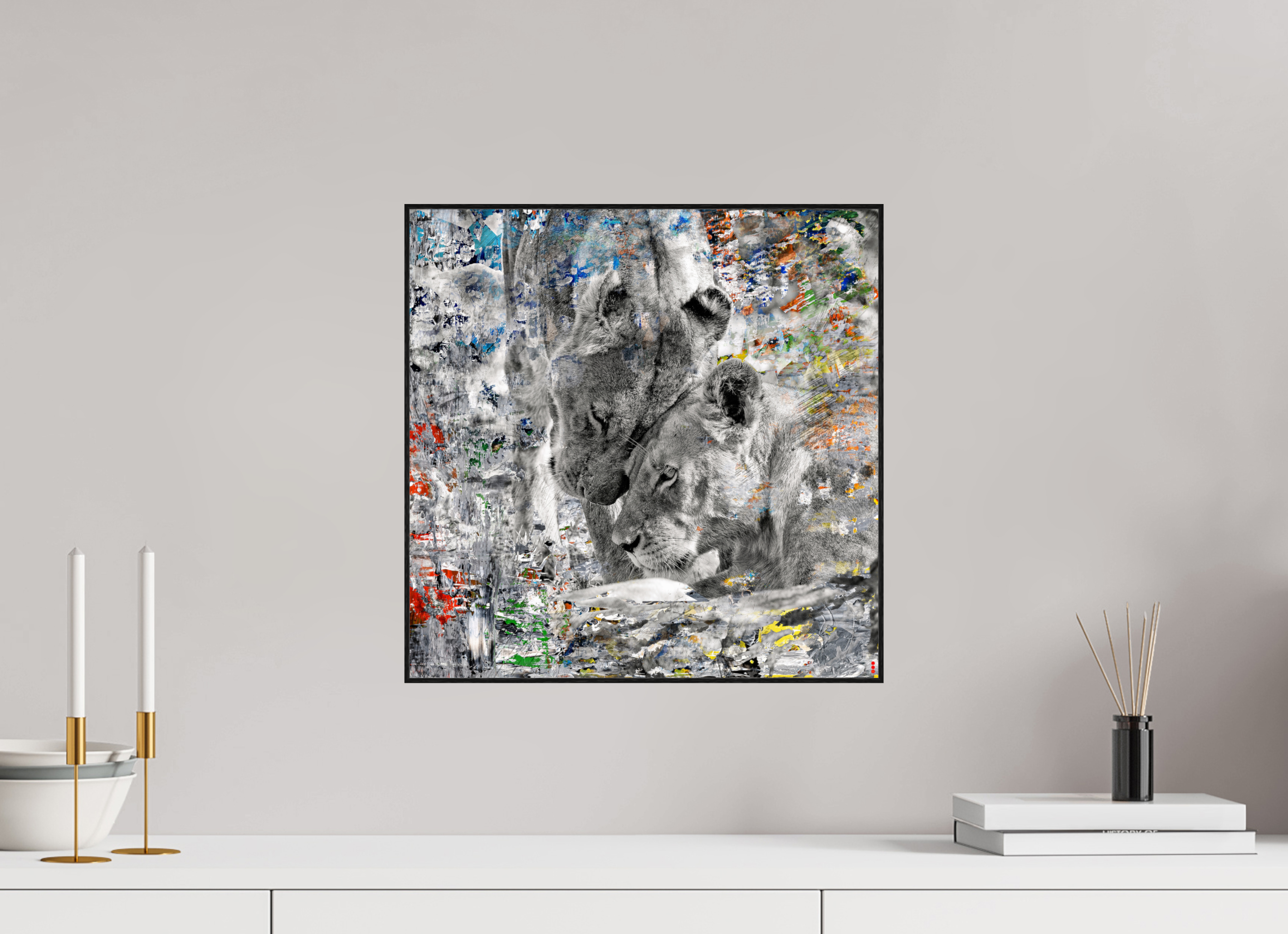 40 x 40 cm, Foto in ArtBox aus Massivholz Eiche schwarz RED³ WC Layamaya II