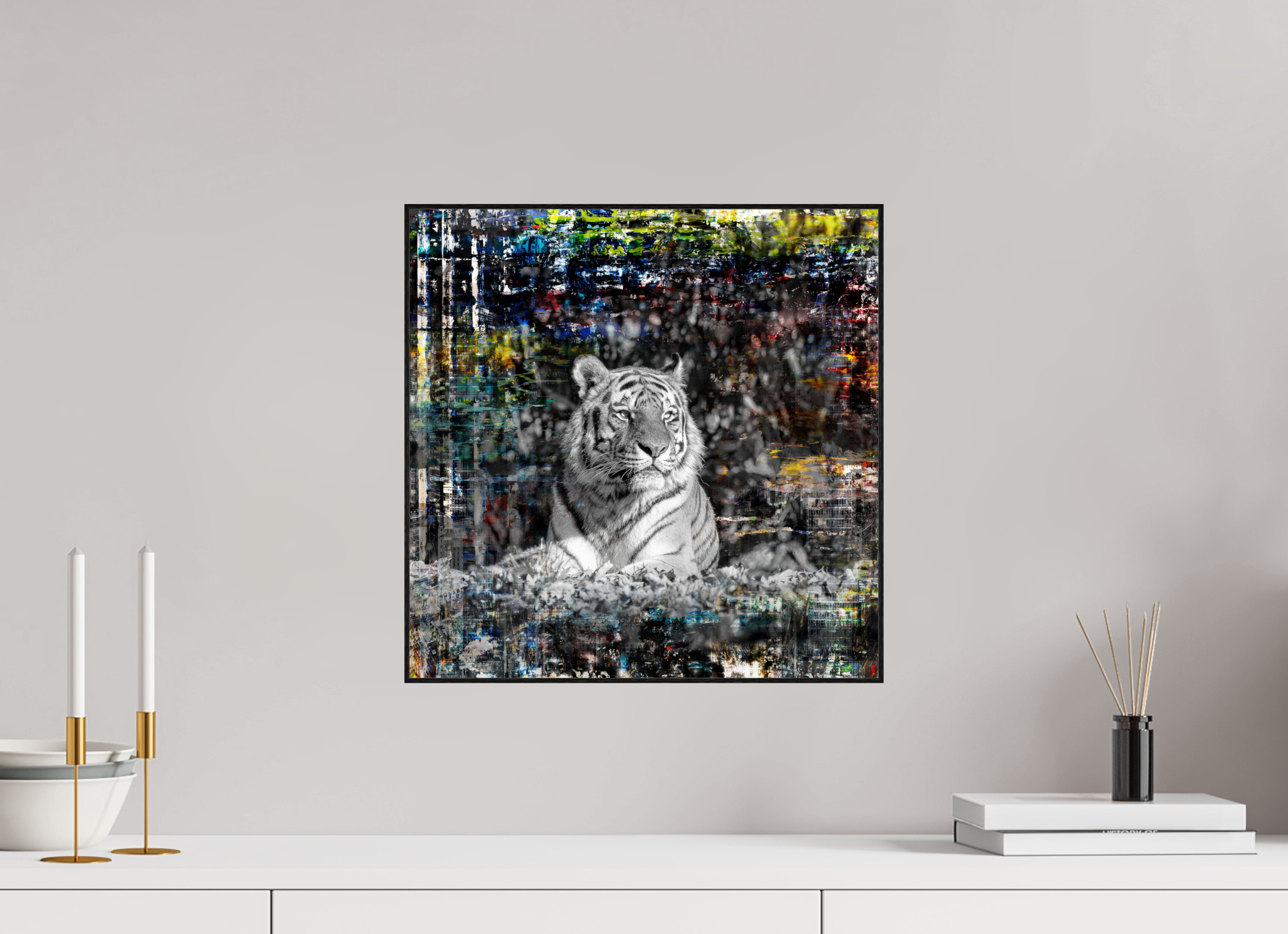 40 x 40 cm, Foto in ArtBox aus Massivholz Eiche schwarz RED³ WC Lubaya II