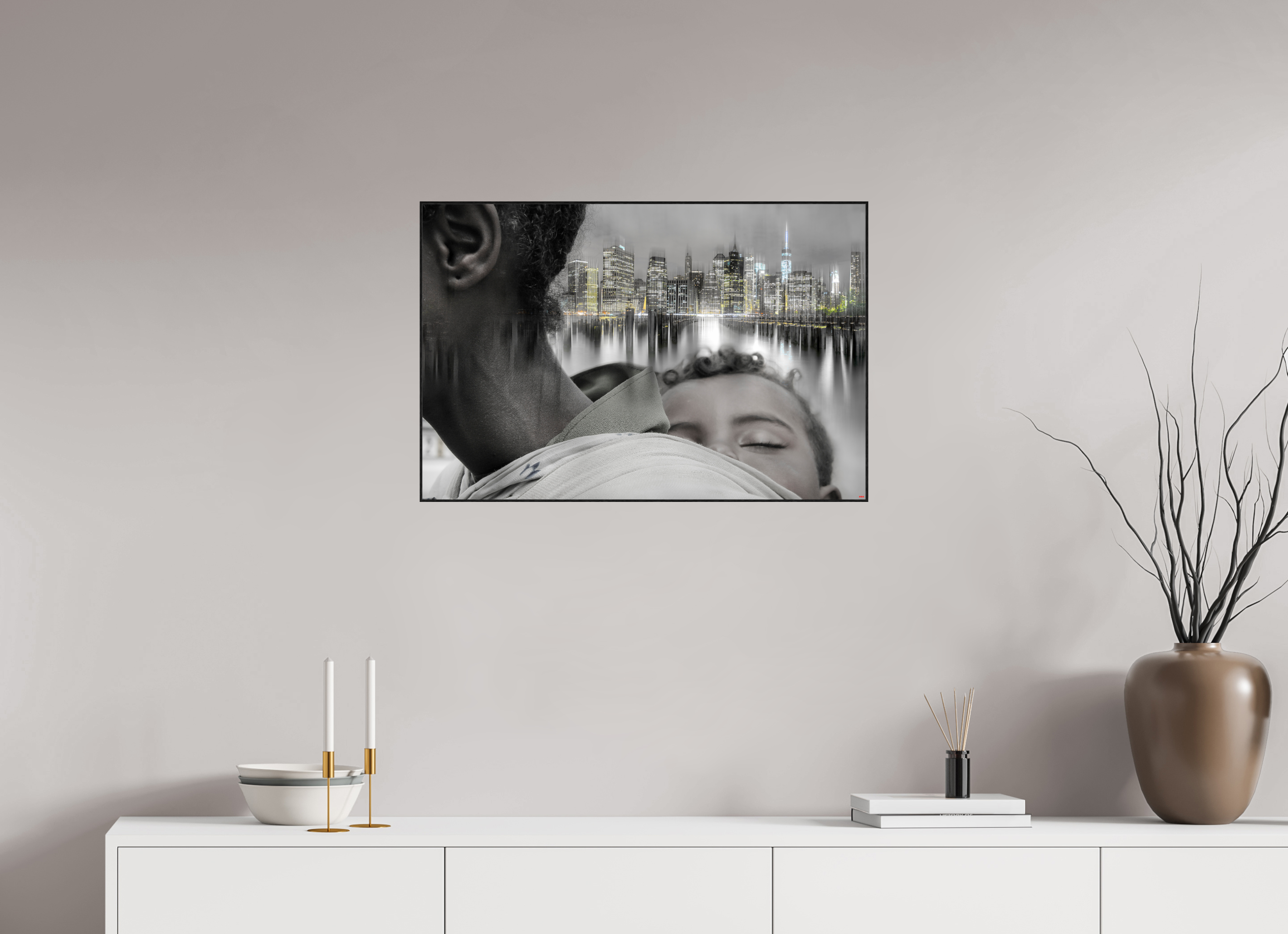 75 x 50 cm, Foto in ArtBox aus Massivholz Eiche schwarz RED³ HP Aisha I