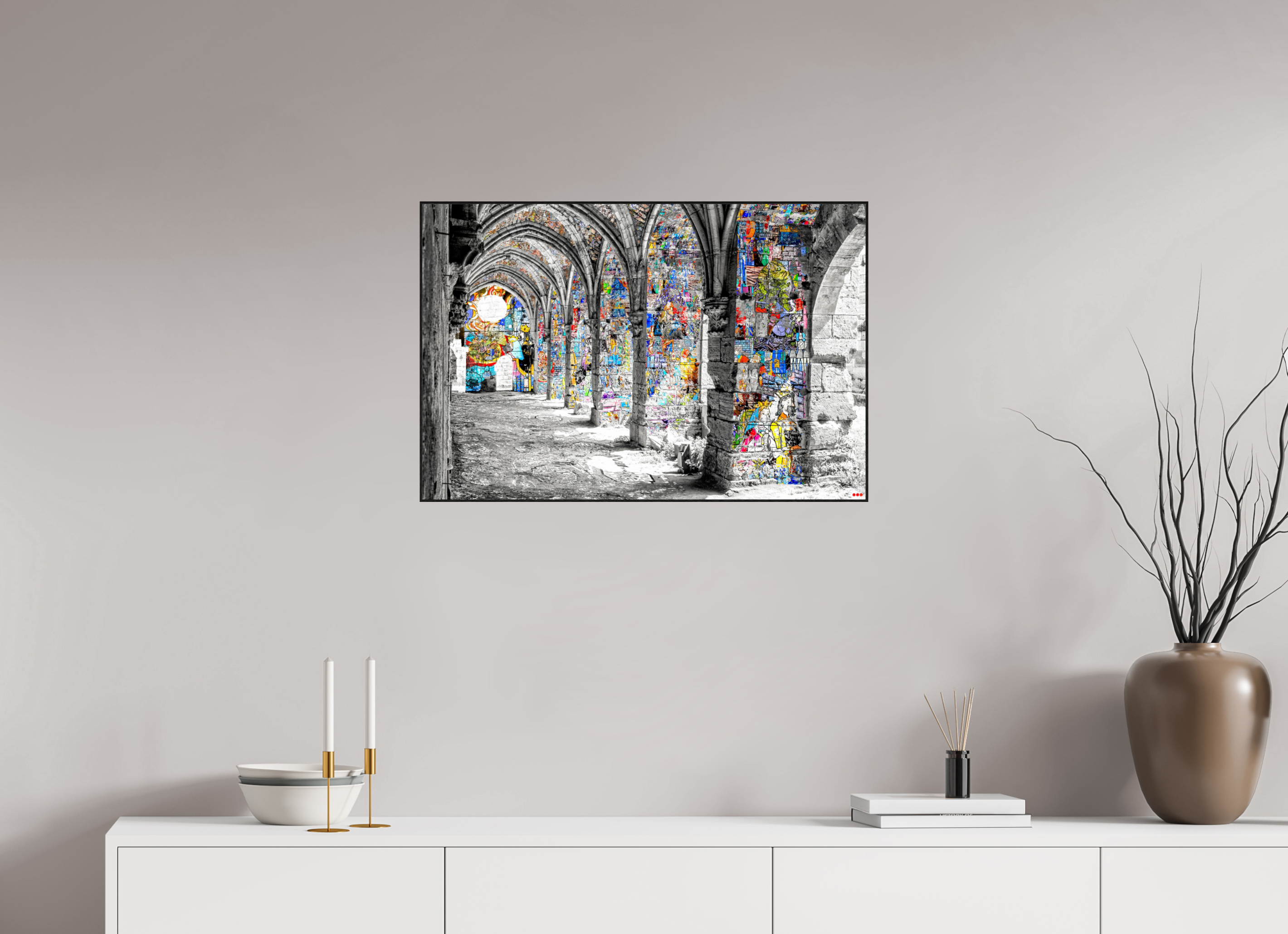 75 x 50 cm, Foto in ArtBox aus Massivholz Eiche schwarz RED³ SCSI Malik I