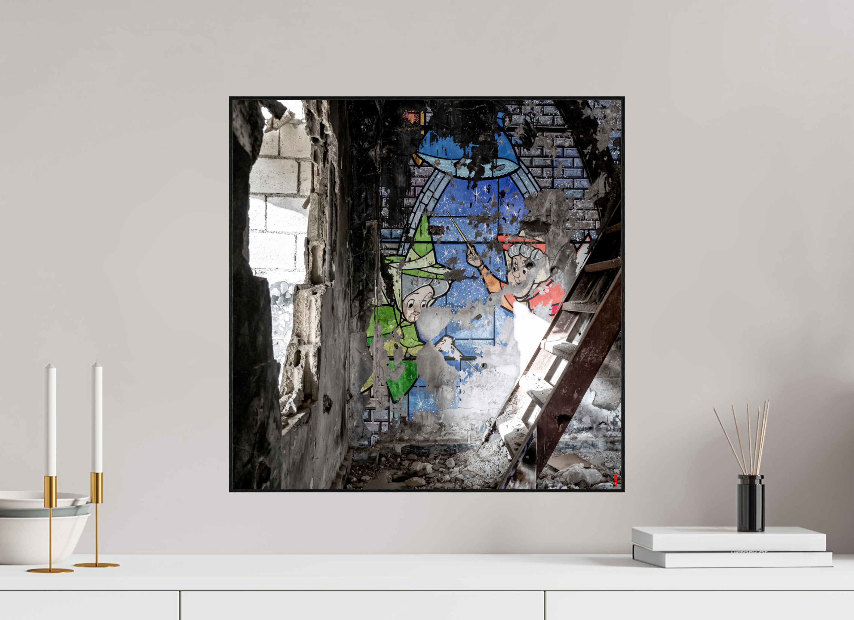 50 x 50 cm, Foto in ArtBox aus Massivholz Eiche schwarz RED³ SCSI Mazaya II