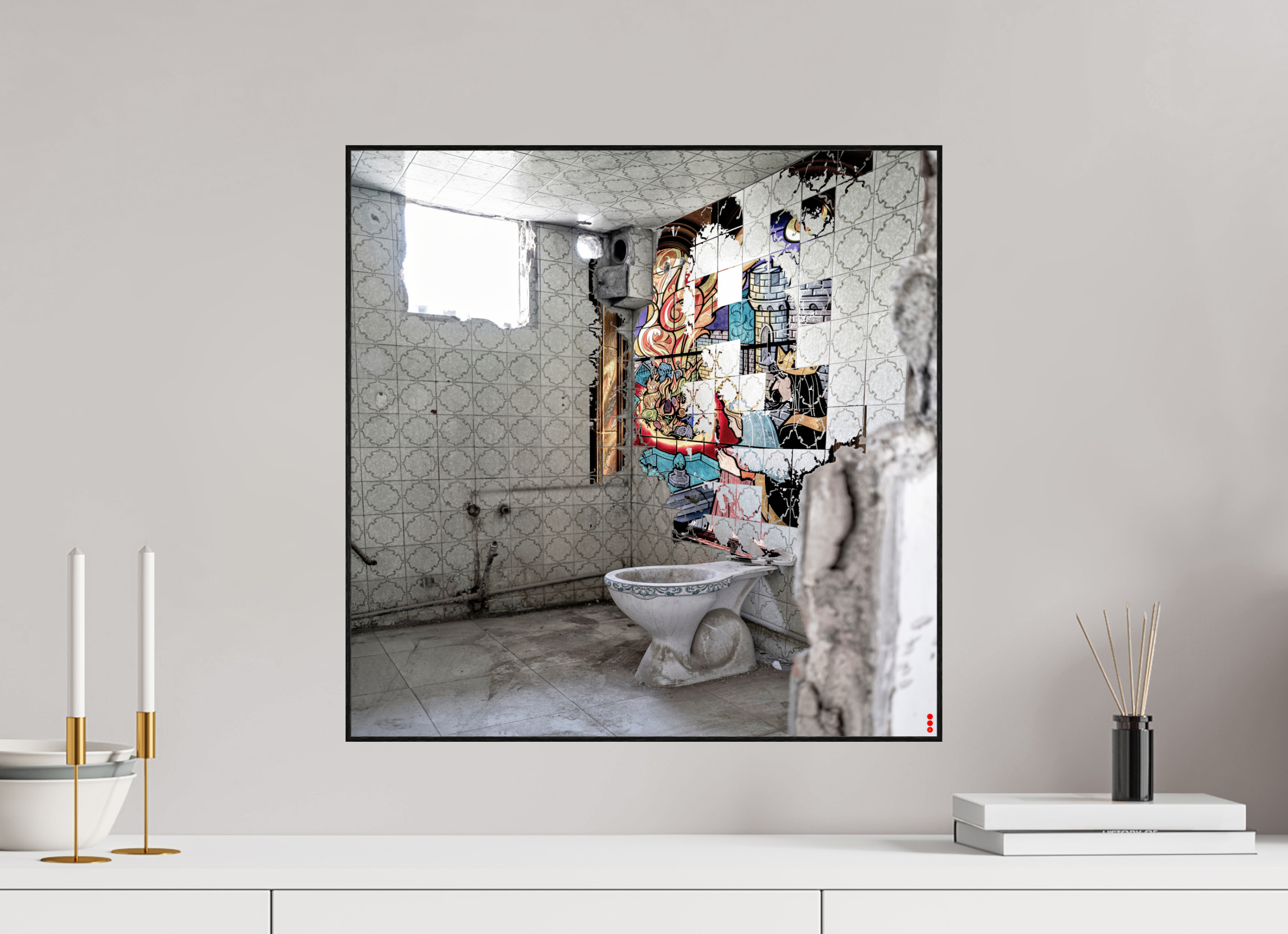 50 x 50 cm, Foto in ArtBox aus Massivholz Eiche schwarz RED³ SCSI Masirah II