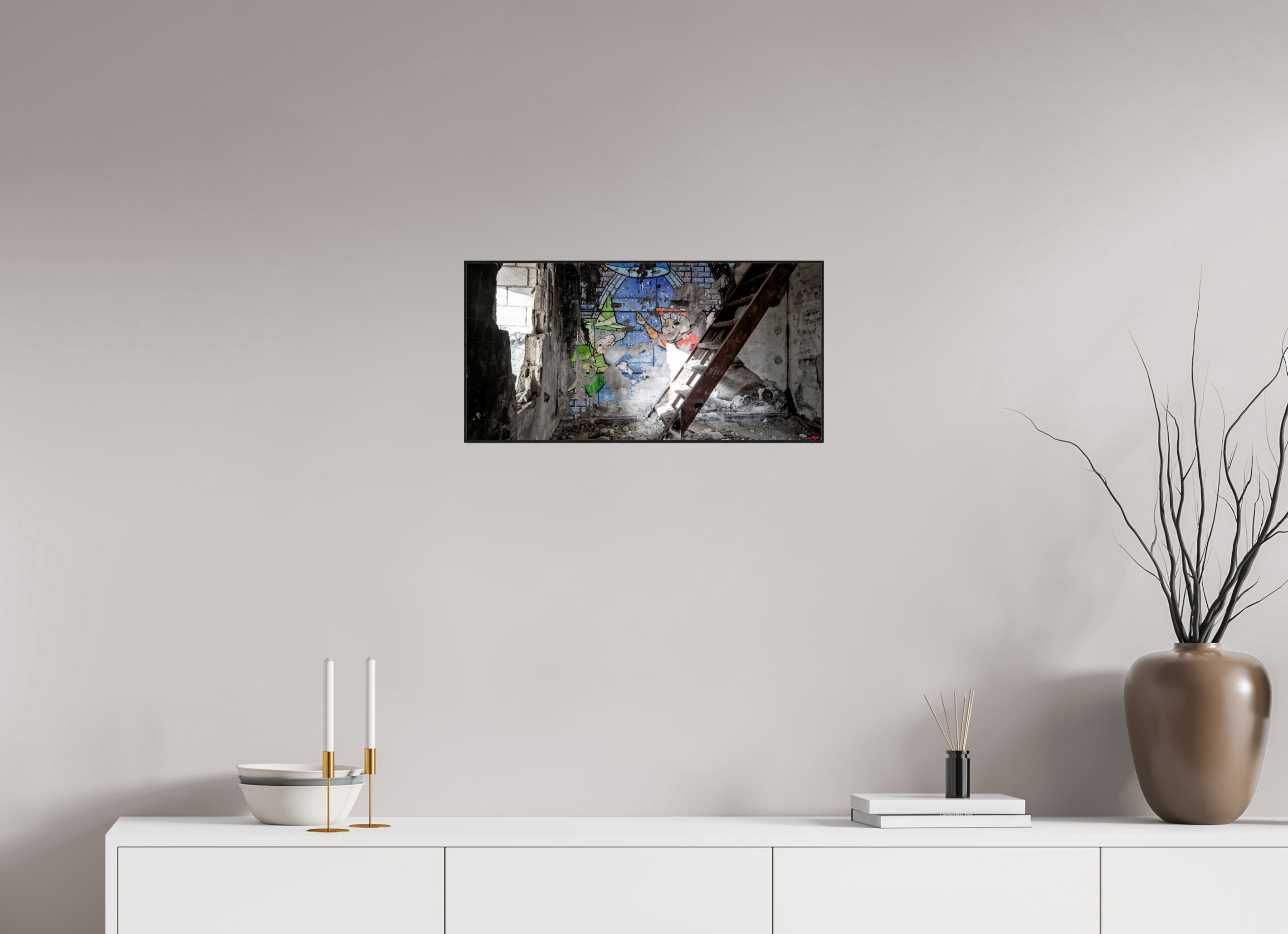 60 x 30 cm, Foto in ArtBox aus Massivholz Eiche schwarz RED³ SCSI Mazaya V