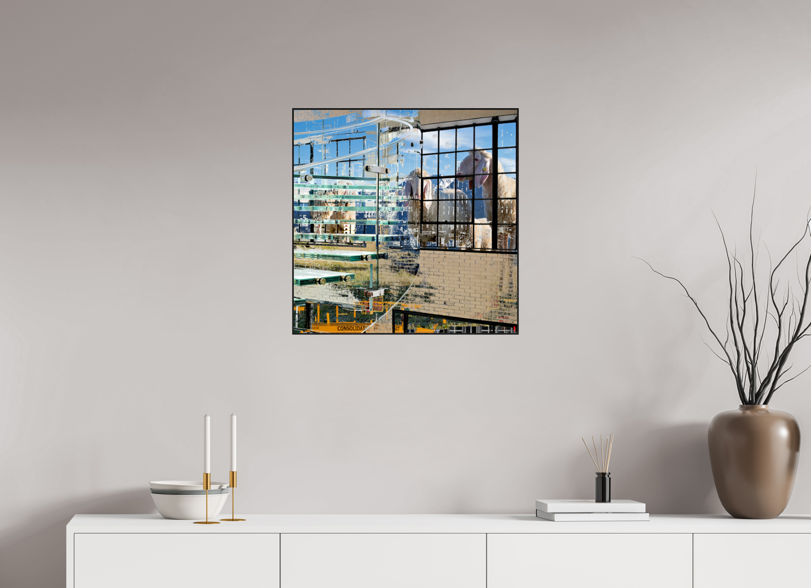 60 x 60 cm, Foto in ArtBox aus Massivholz Eiche schwarz RED³ HP Malia II