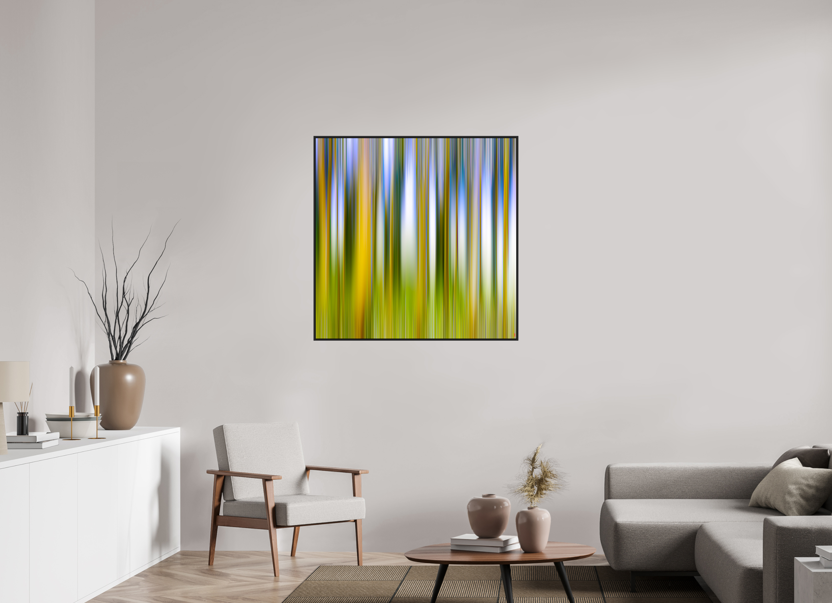 100 x 100 cm, Schattenfugen-Rahmen schwarz & 2mm Acrylglas FA PH Ayashe II