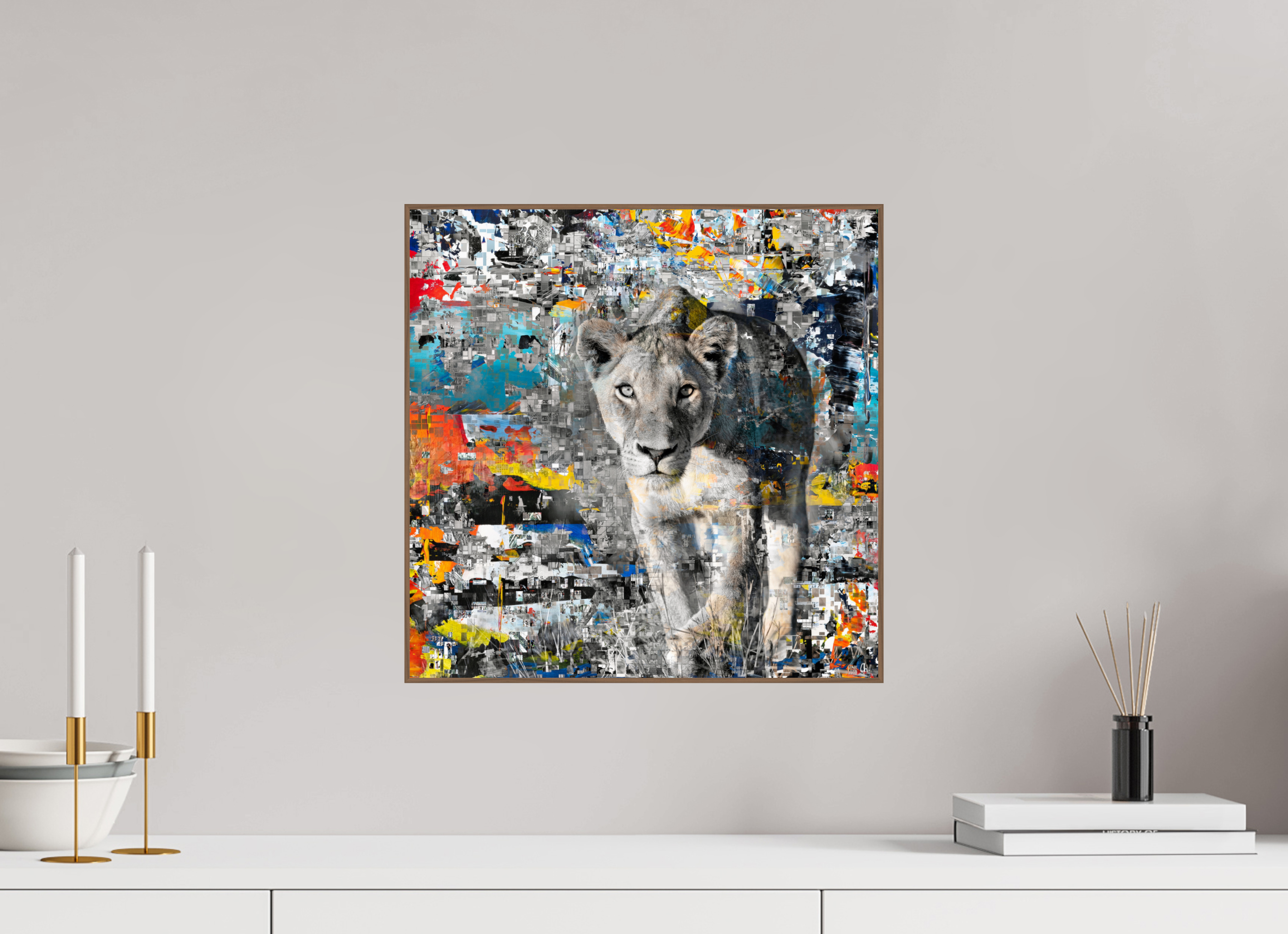 40 x 40 cm, Foto in ArtBox aus Massivholz Nussbaum RED³ WC Kachine II