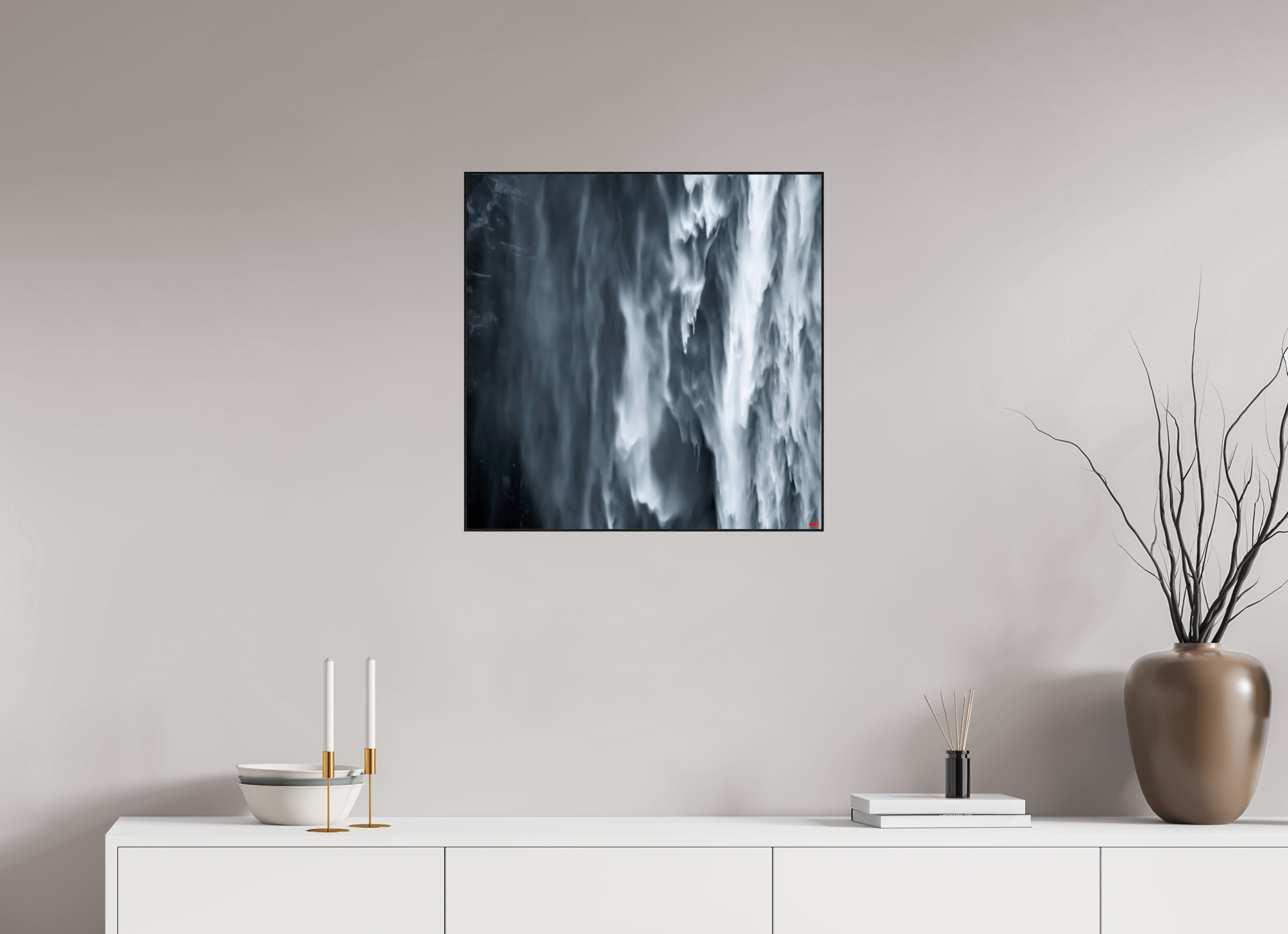 60 x 60 cm, Foto in ArtBox aus Massivholz Eiche schwarz RED³ PH Oats in the Water II