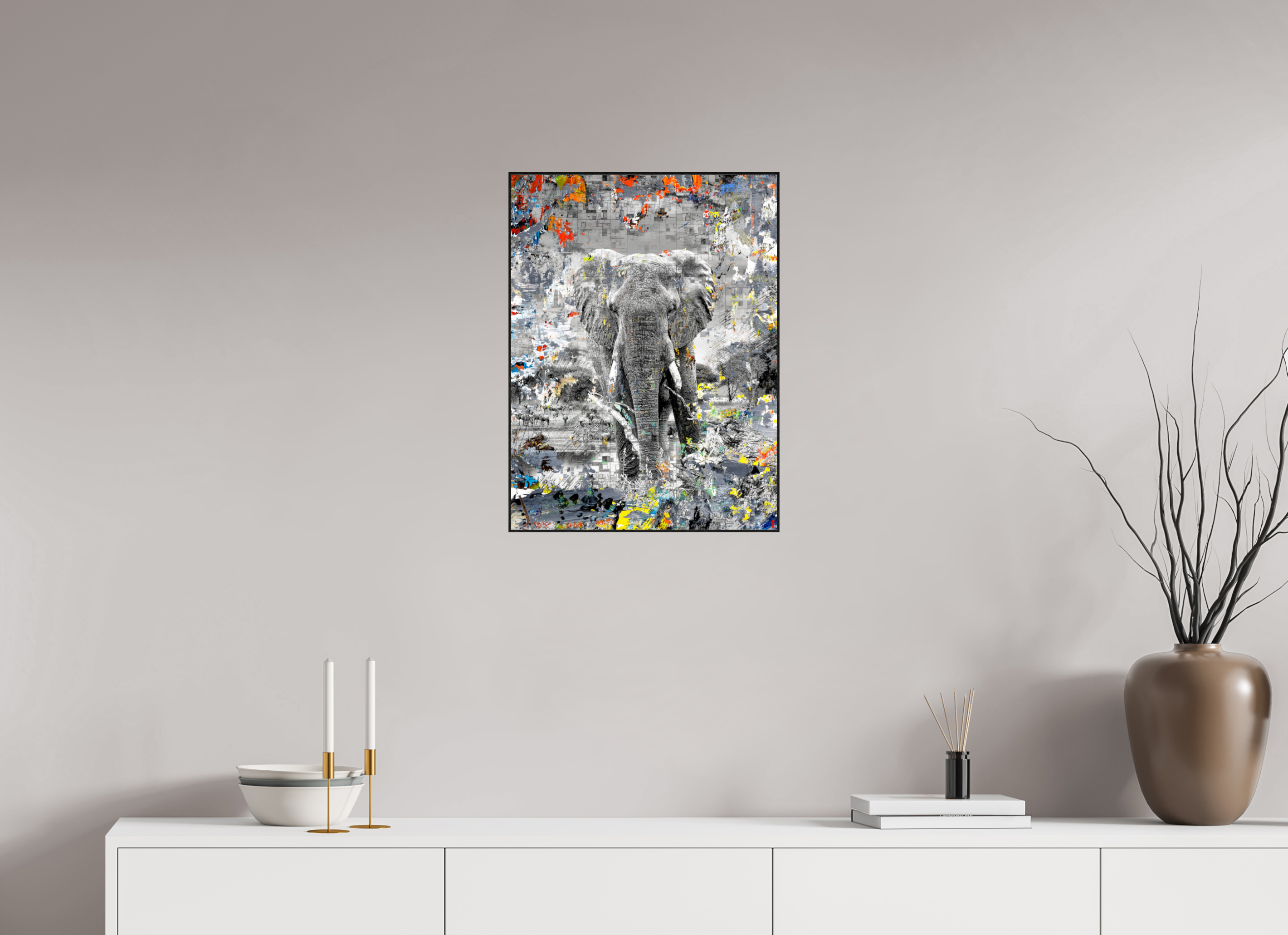 45 x 60 cm, Foto in ArtBox aus Massivholz Eiche schwarz RED³ WC Kajika III