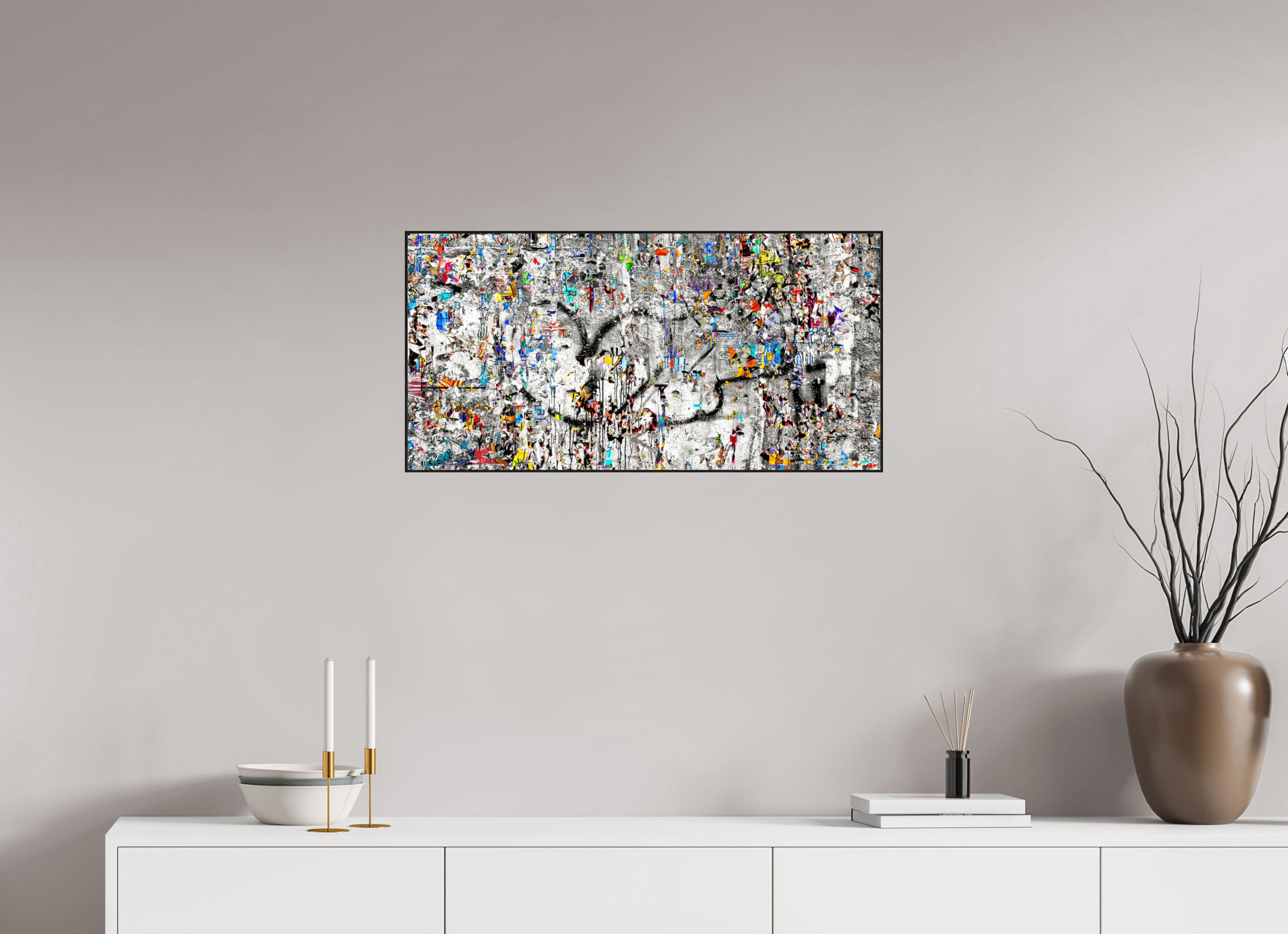 80 x 40 cm, Foto in ArtBox aus Massivholz Eiche schwarz RED³ SCSI Mu&