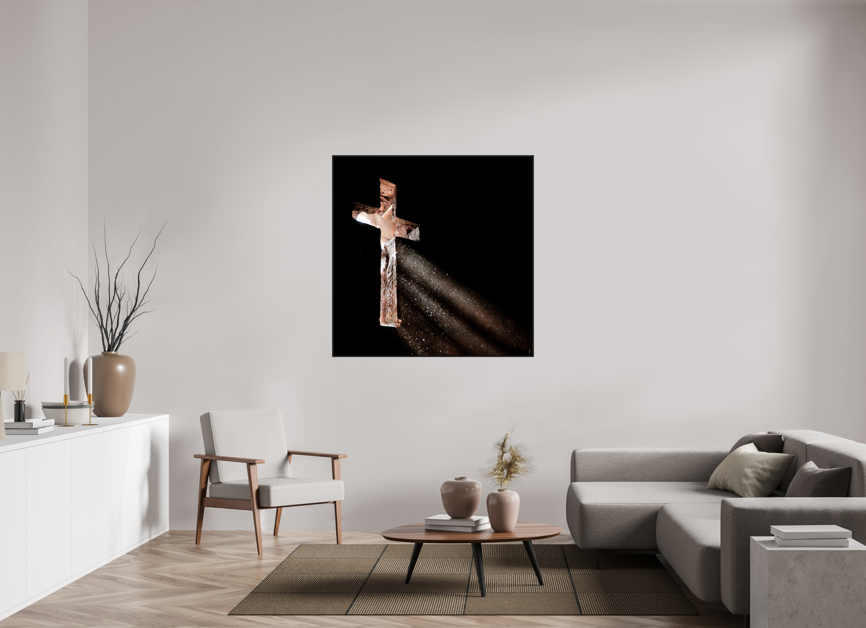 120 x 120 cm, Schattenfugen-Rahmen schwarz & 2mm Acrylglas FA PH Moyale II