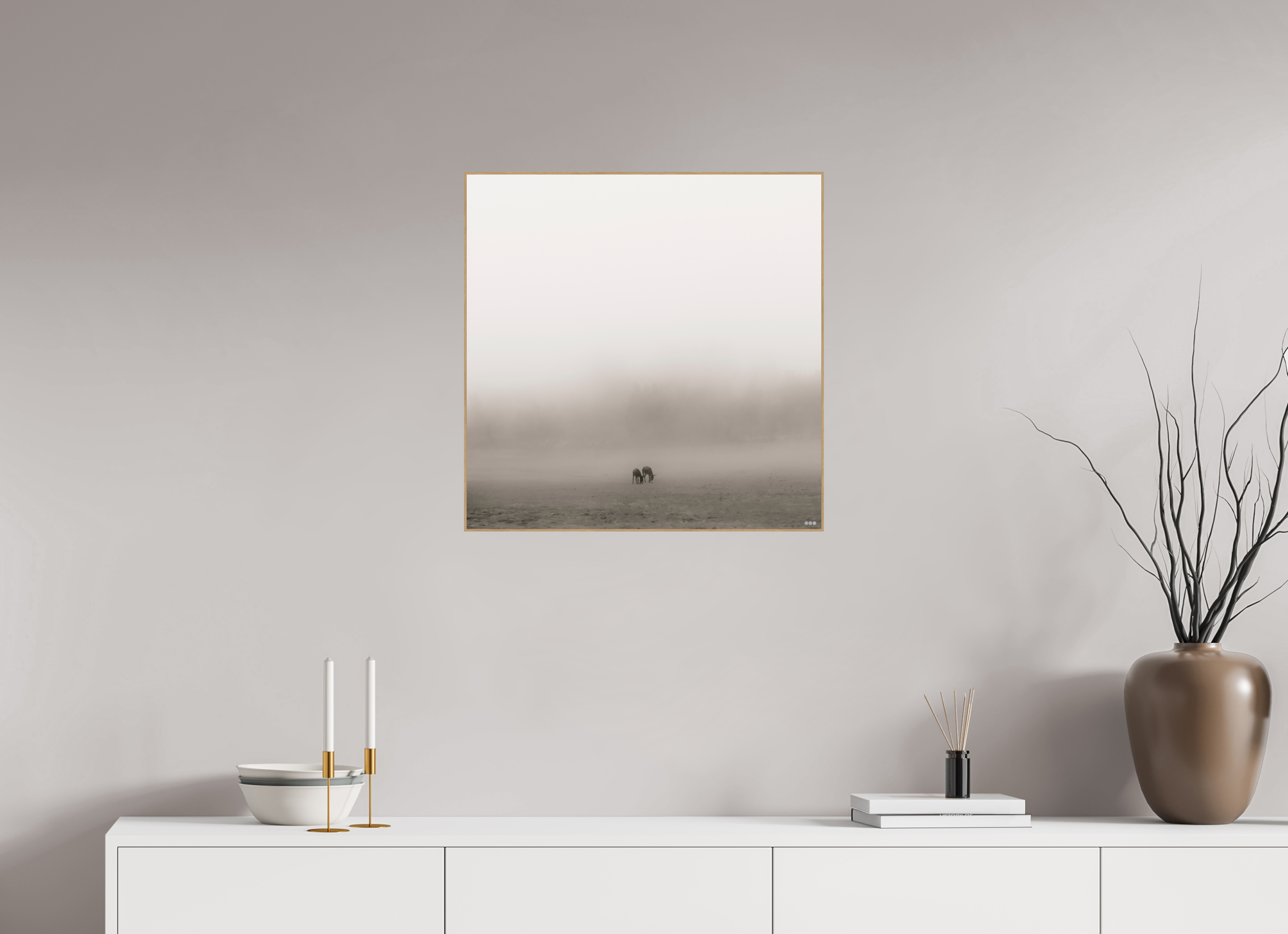 60 x 60 cm, Foto in ArtBox aus Massivholz Eiche natur RED³ PH Mamello II