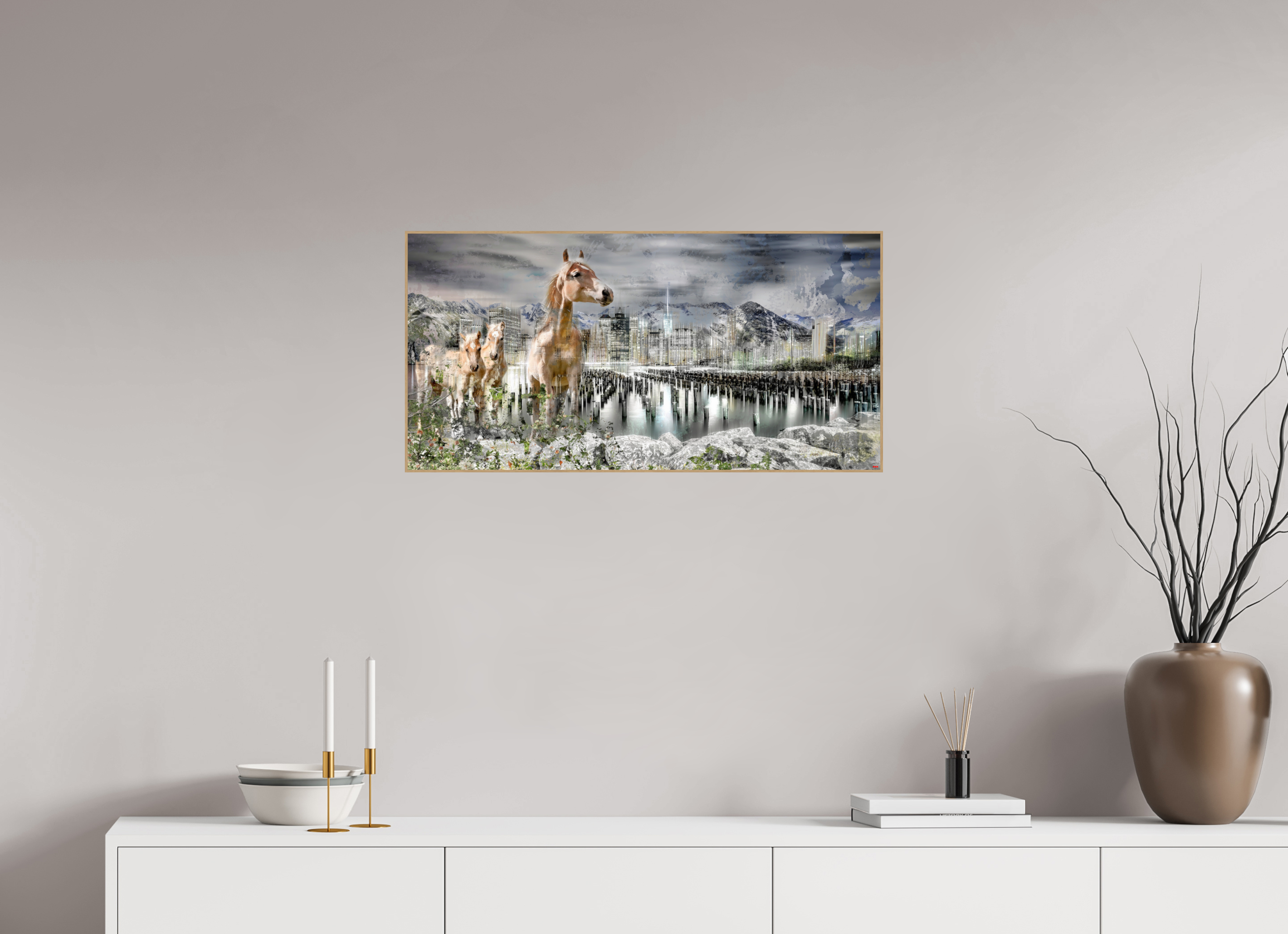 80 x 40 cm, Foto in ArtBox aus Massivholz Eiche natur RED³ HP Amazia V