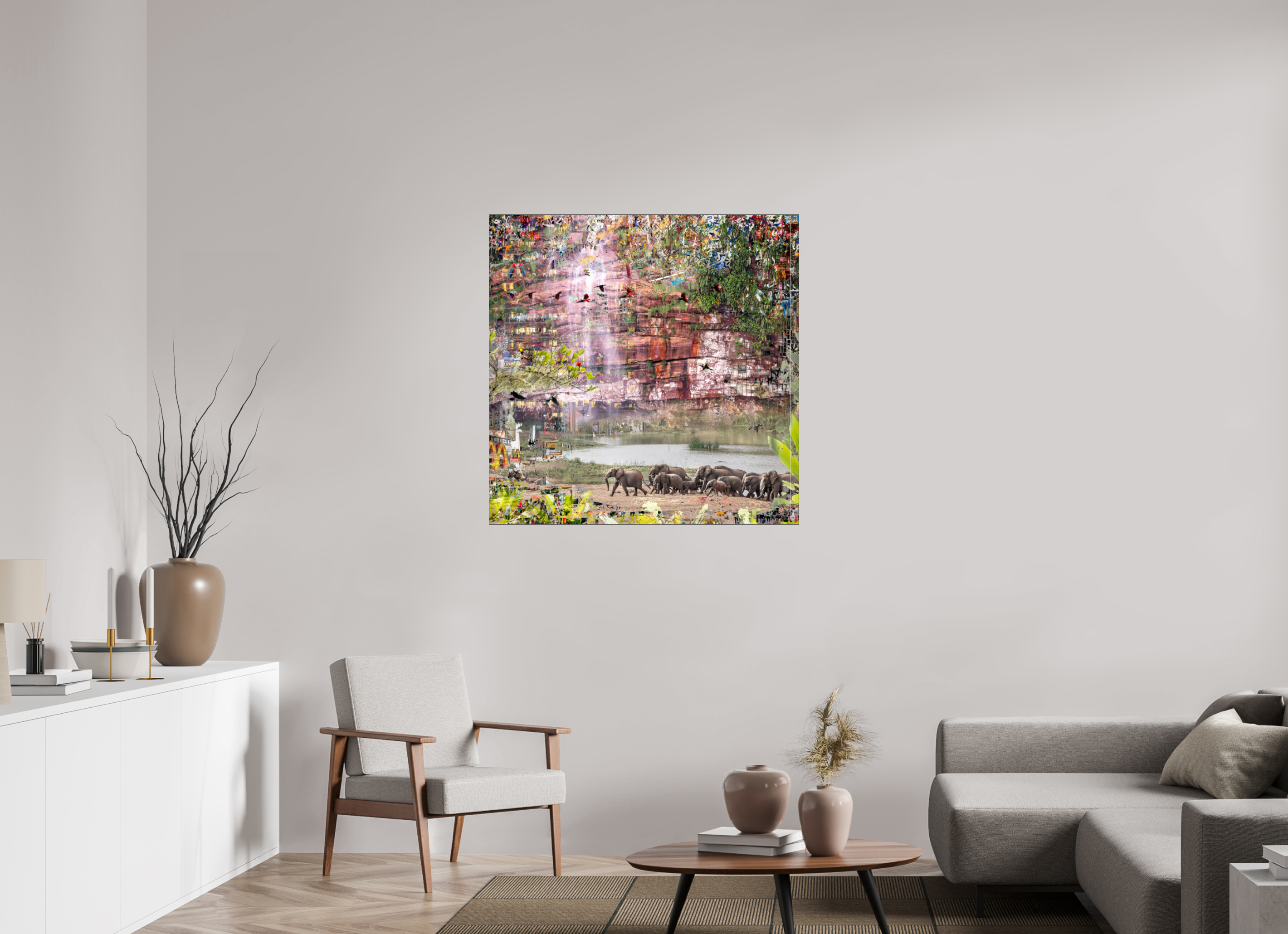 100 x 100 cm, Slimline Einfassung schwarz unter 2mm Acrylglas FA WC Valdeci II