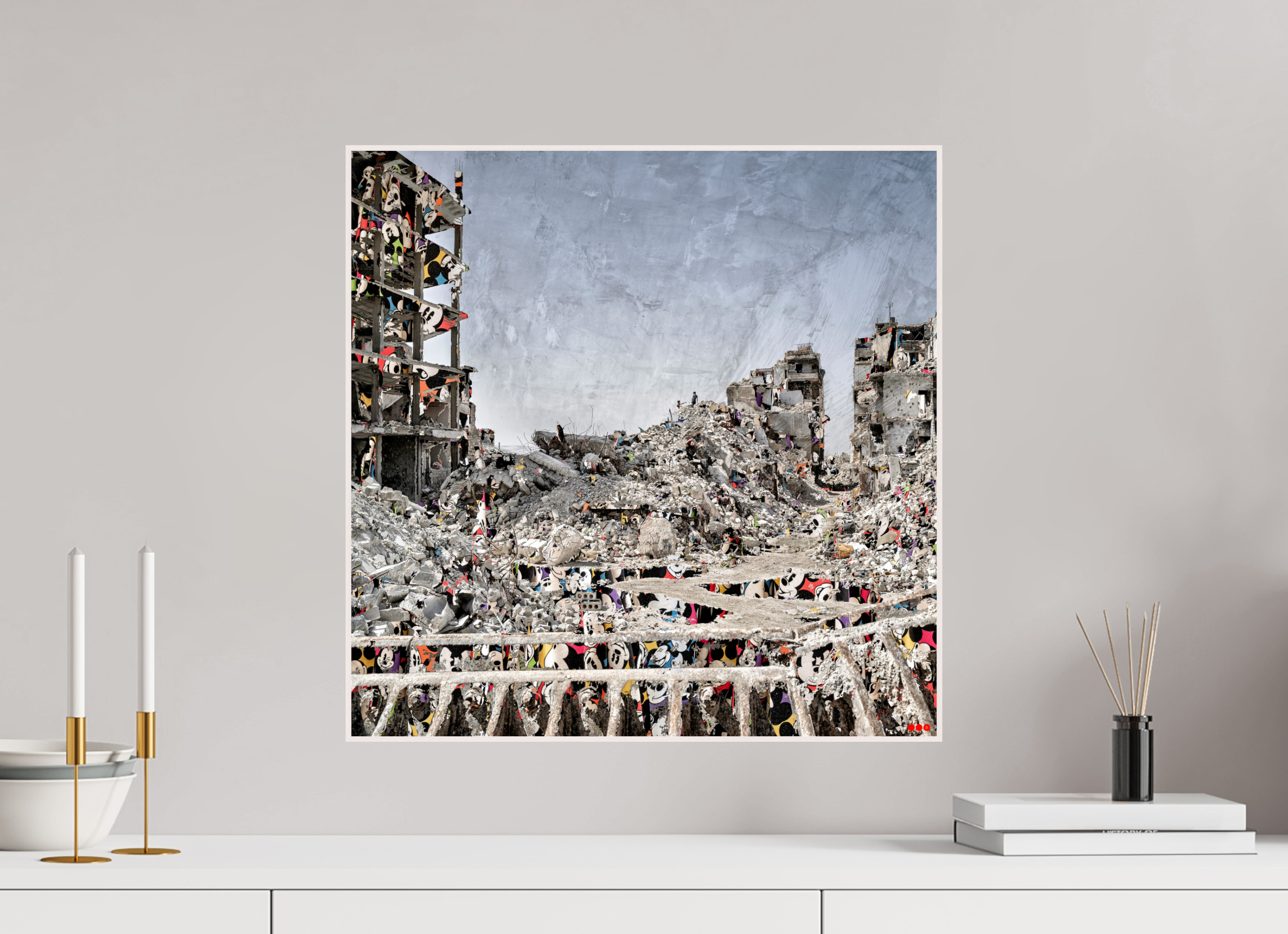 50 x 50 cm, Foto in ArtBox aus Massivholz Ahorn weiß RED³ SCSI Majid II