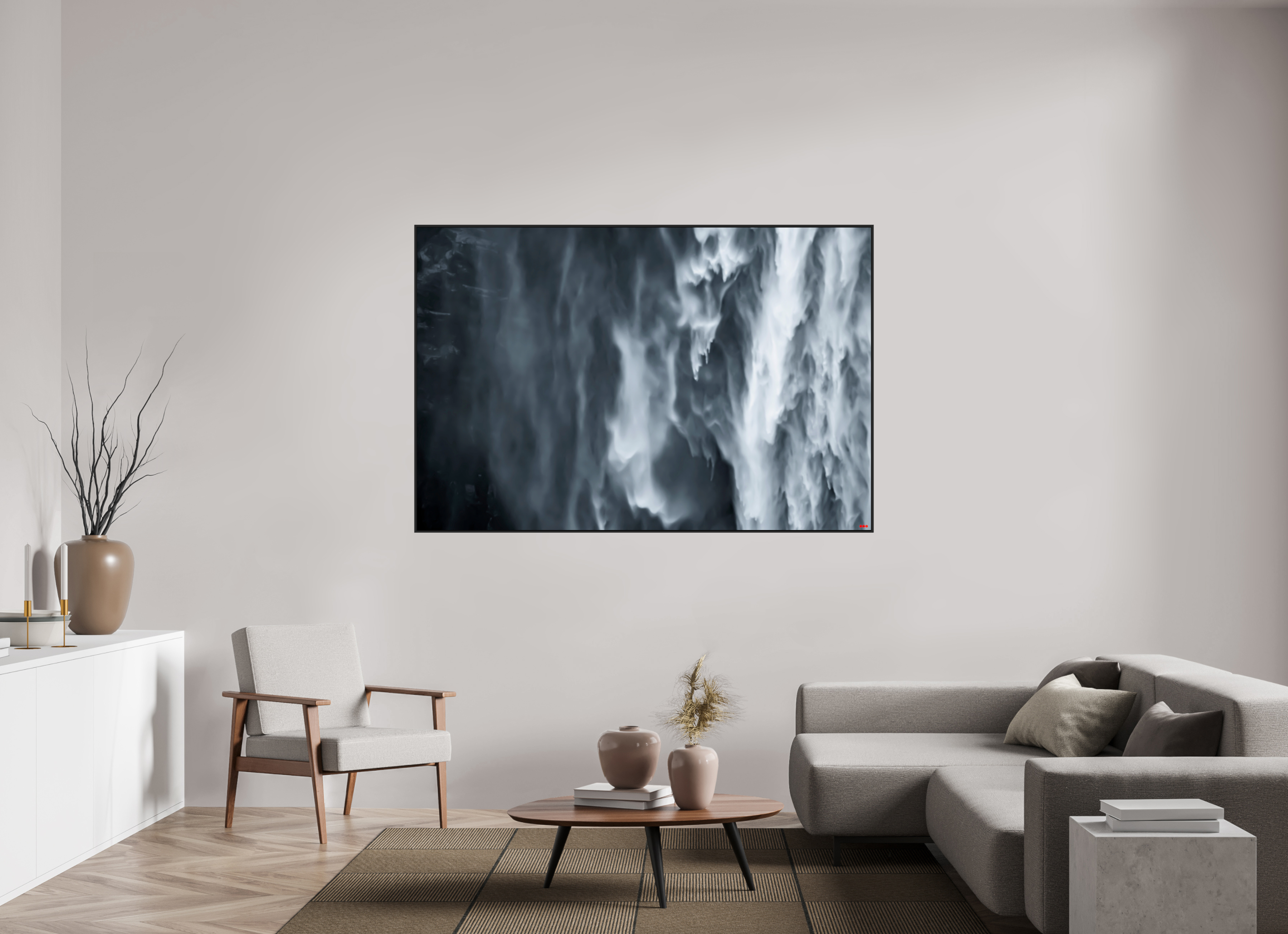 180 x 120 cm, Schattenfugen-Rahmen schwarz & 2mm Acrylglas FA PH Oats in the Water I